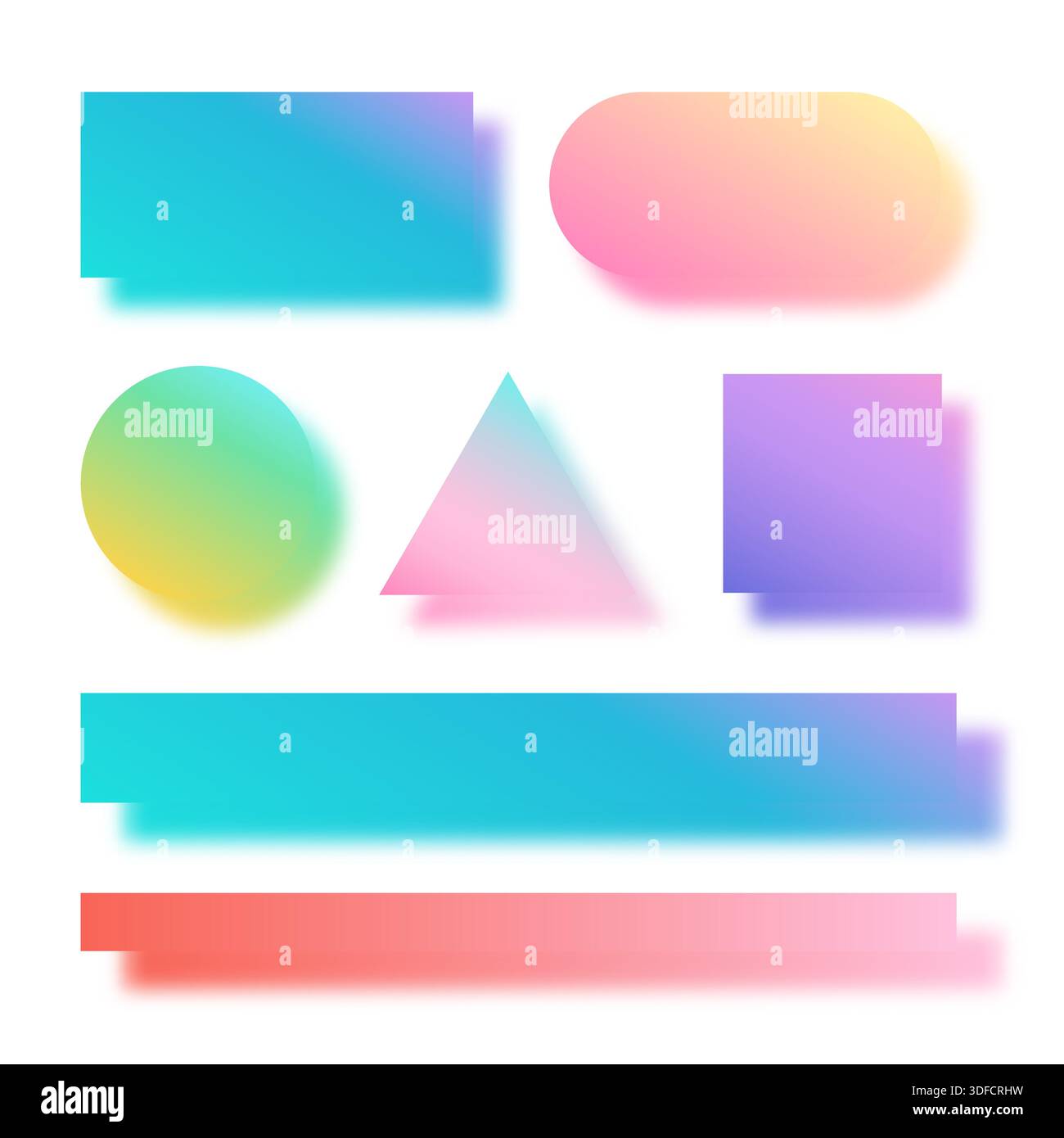 Gradient geometric shapes with colorful shadow. Stock Vector
