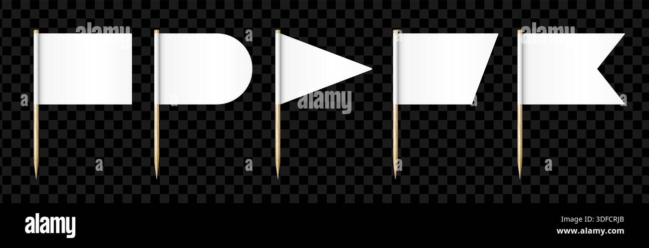 Realistic 3d vector icon set of toothpick flags Stock Vector