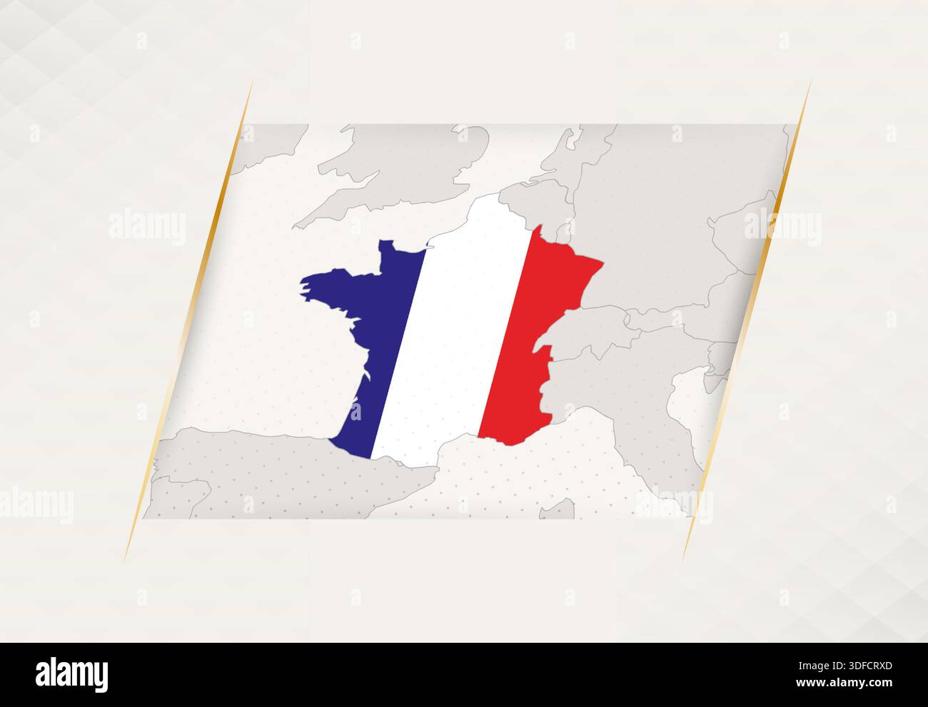 France Country Map Featuring National Flag Colors. Vector illustration ...