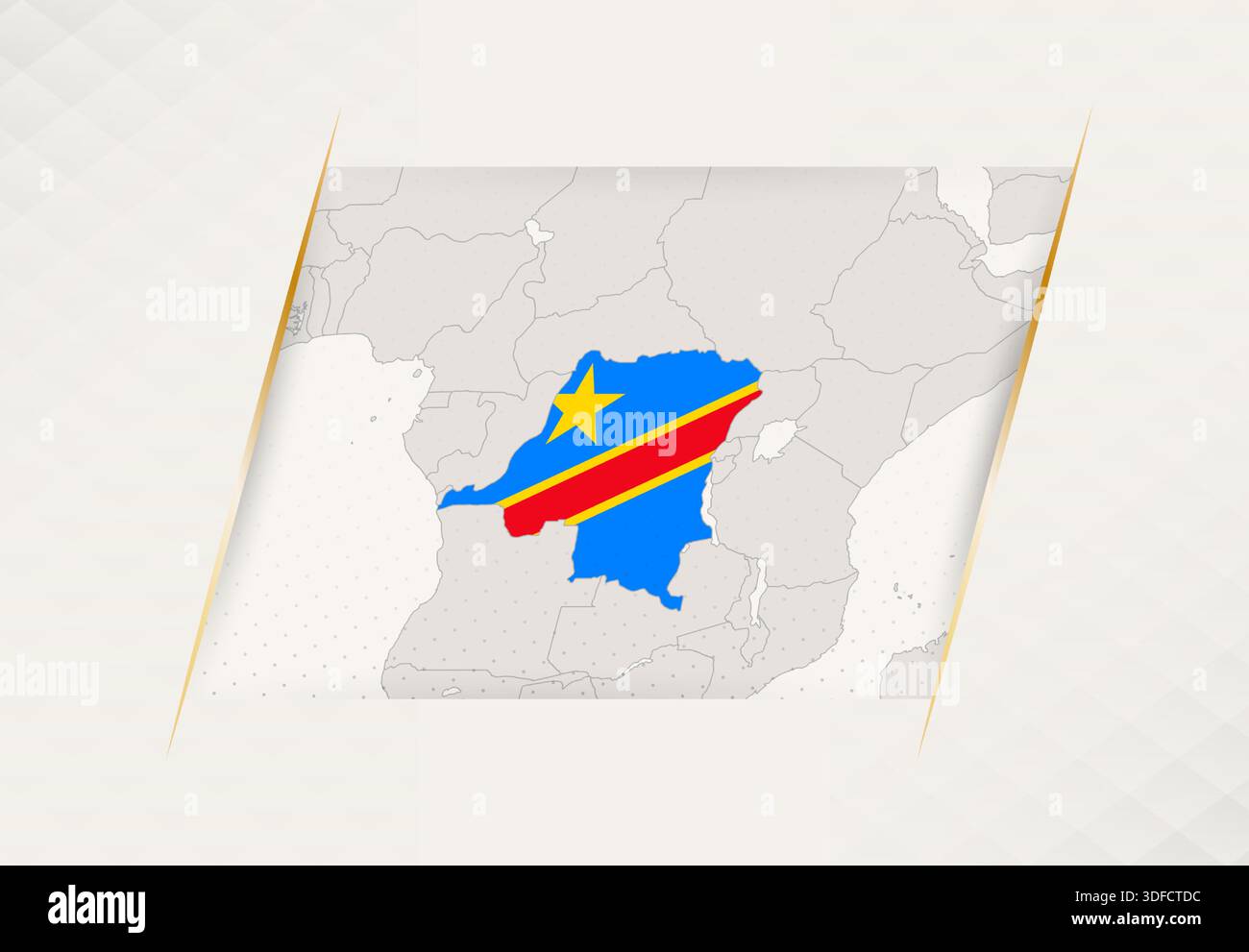 DR Congo Country Map Featuring National Flag Colors. Vector ...