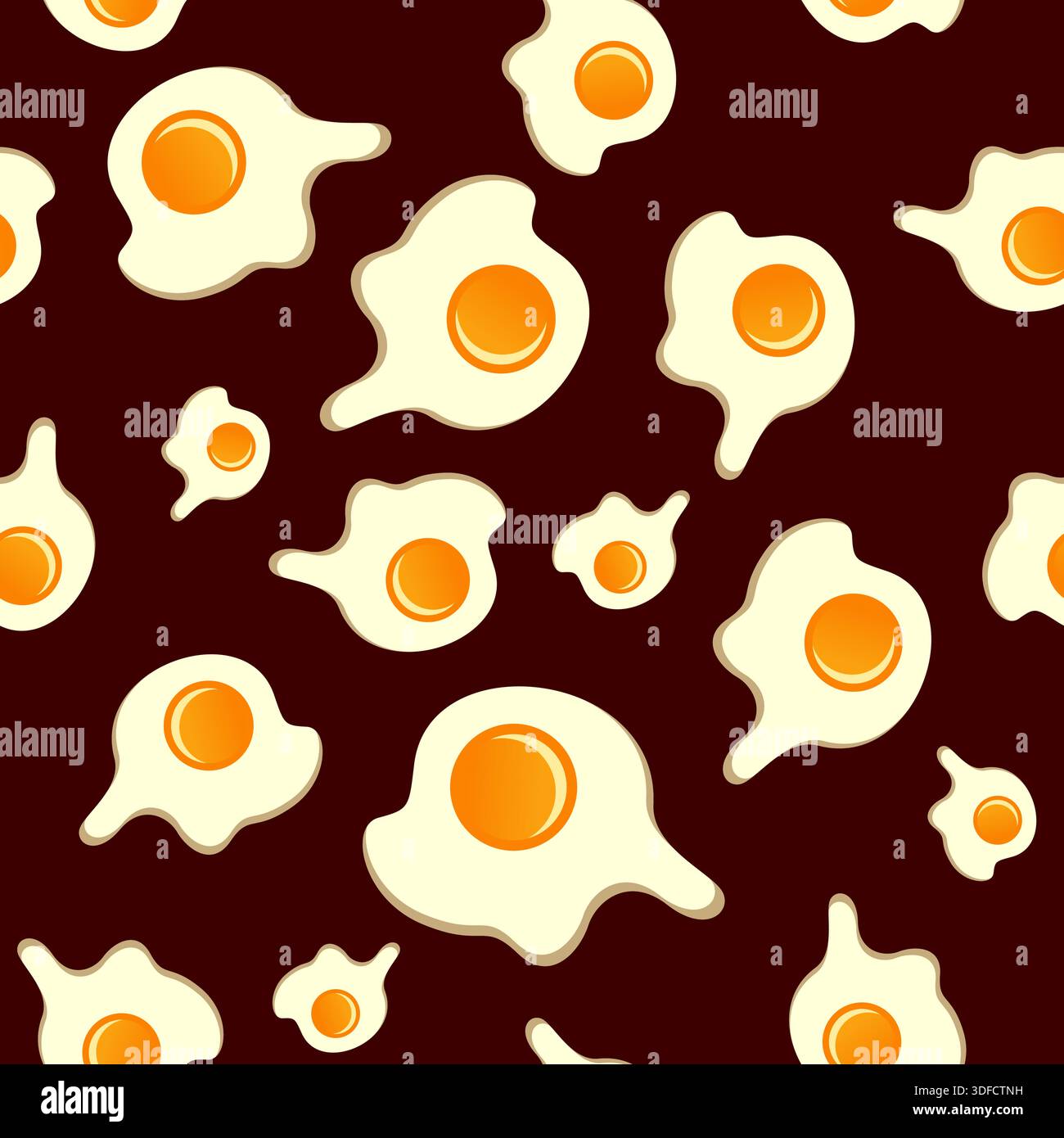 Simple seamless pattern with cute fried eggs Stock Vector