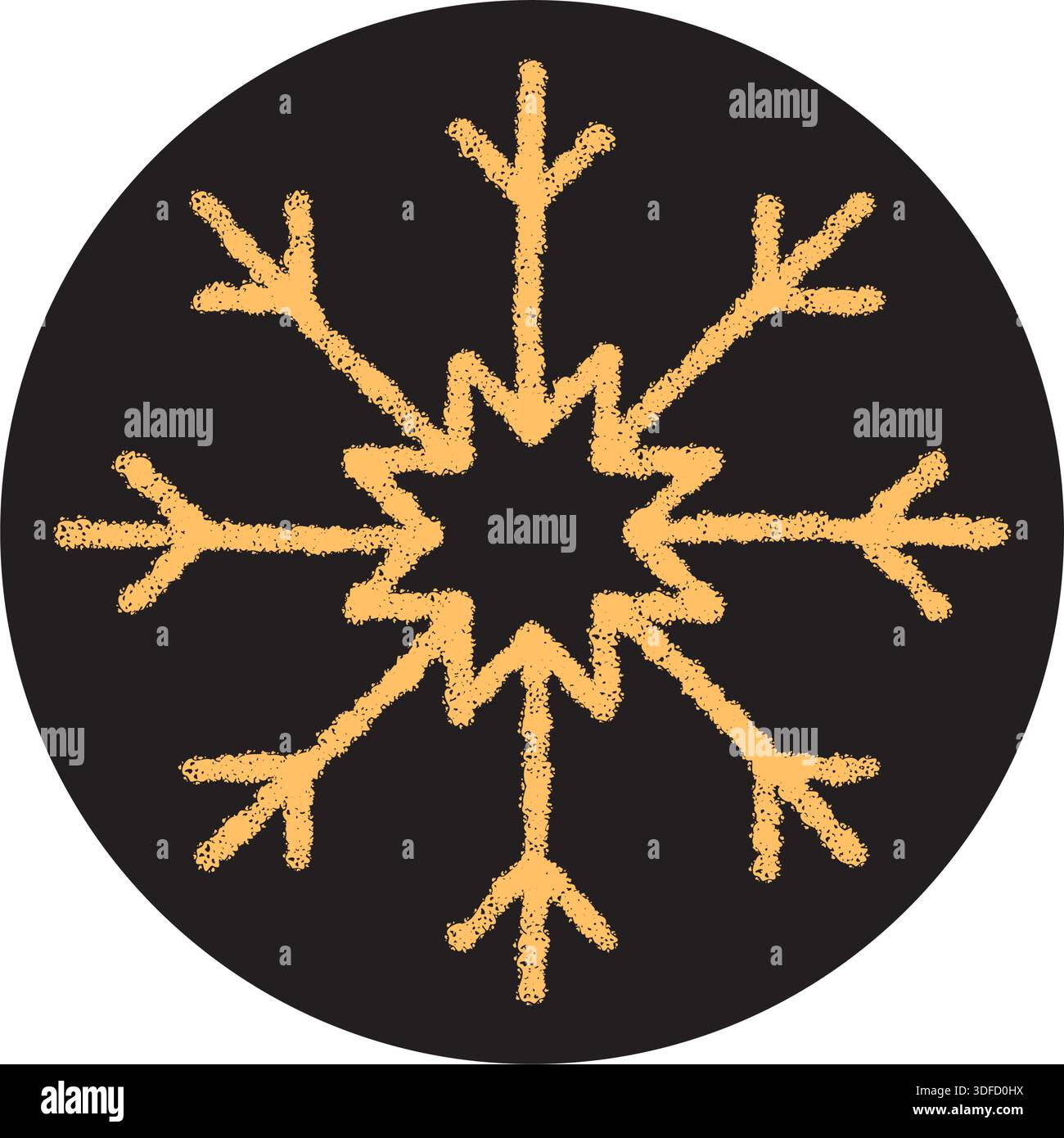 Chalk Snowflake Ornament Circle Label Stock Vector