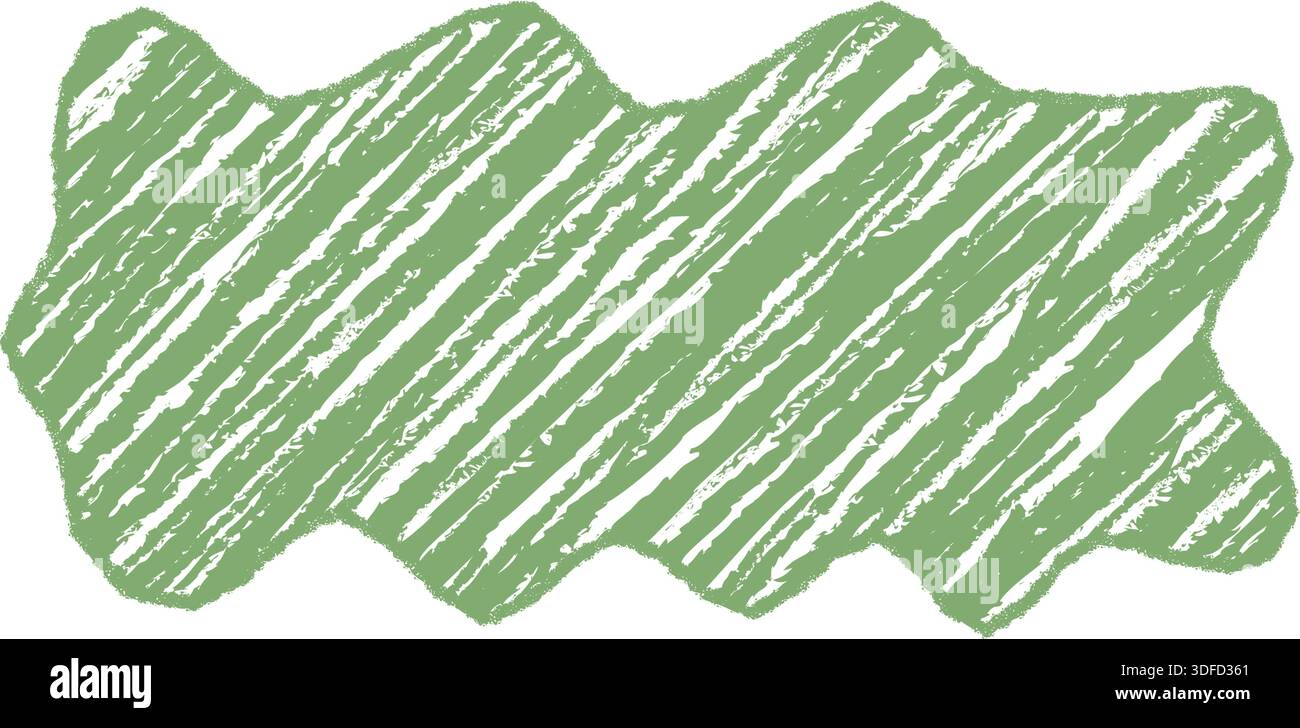 Green Crayon Rectangle Squiggle Sketch Frame Stock Vector