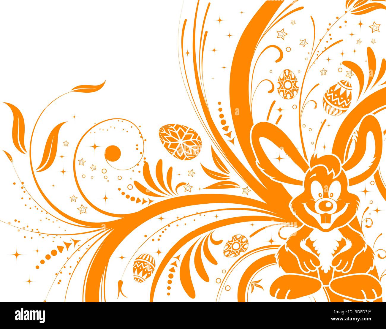 Easter background with ornament eggs, rabbit and flower, element for design, vector illustration Stock Vector
