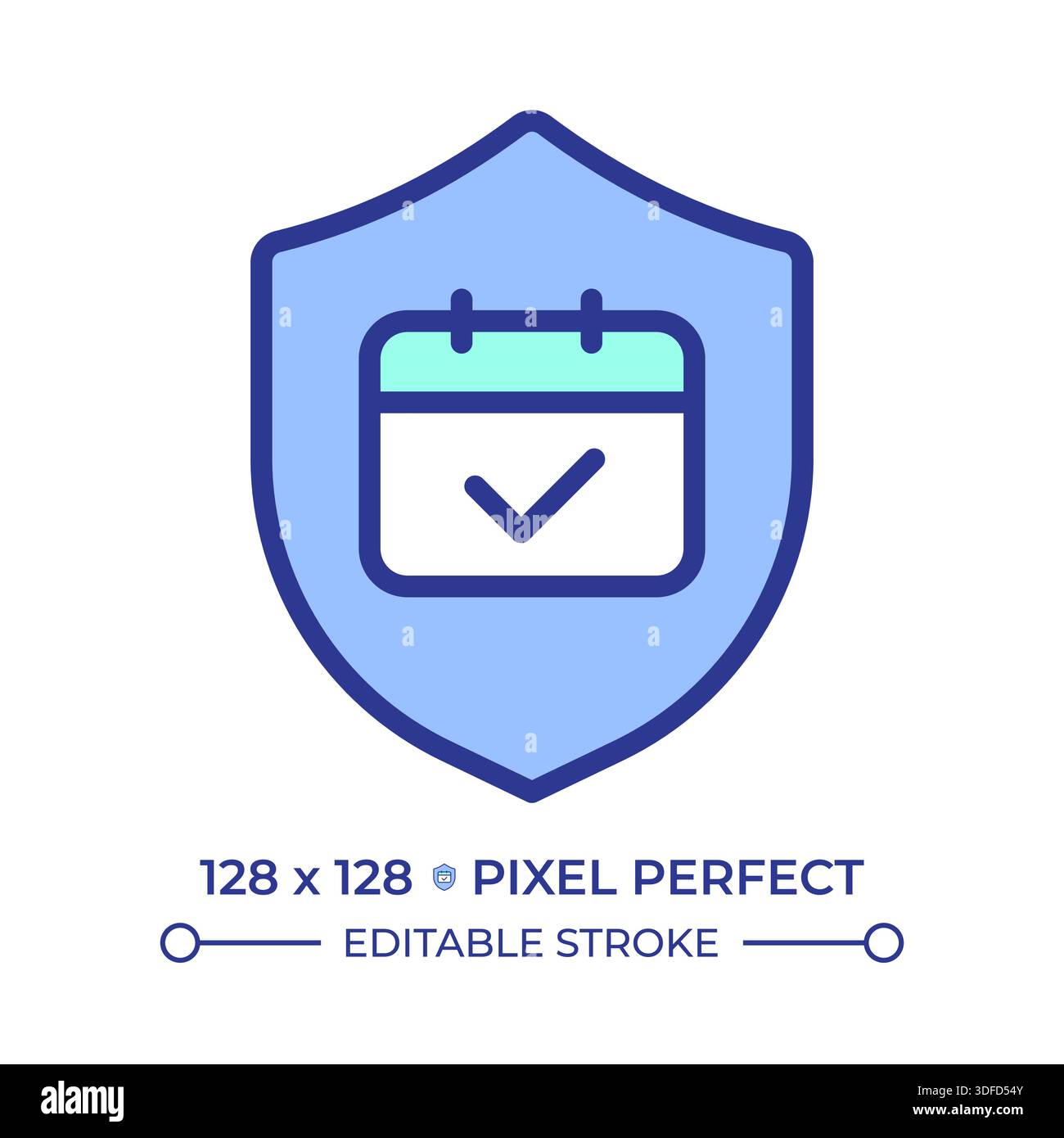 Secure scheduling pixel perfect line color icon Stock Vector