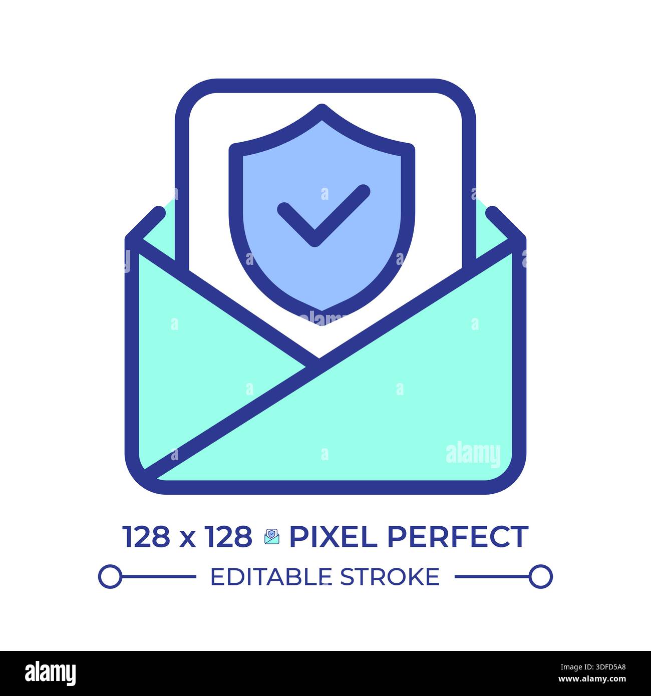 Email security pixel perfect line color icon Stock Vector
