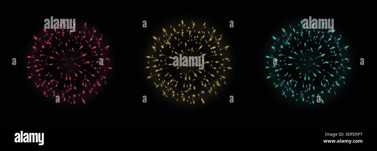 Firework Explosion Isolated on Dark Background Stock Vector