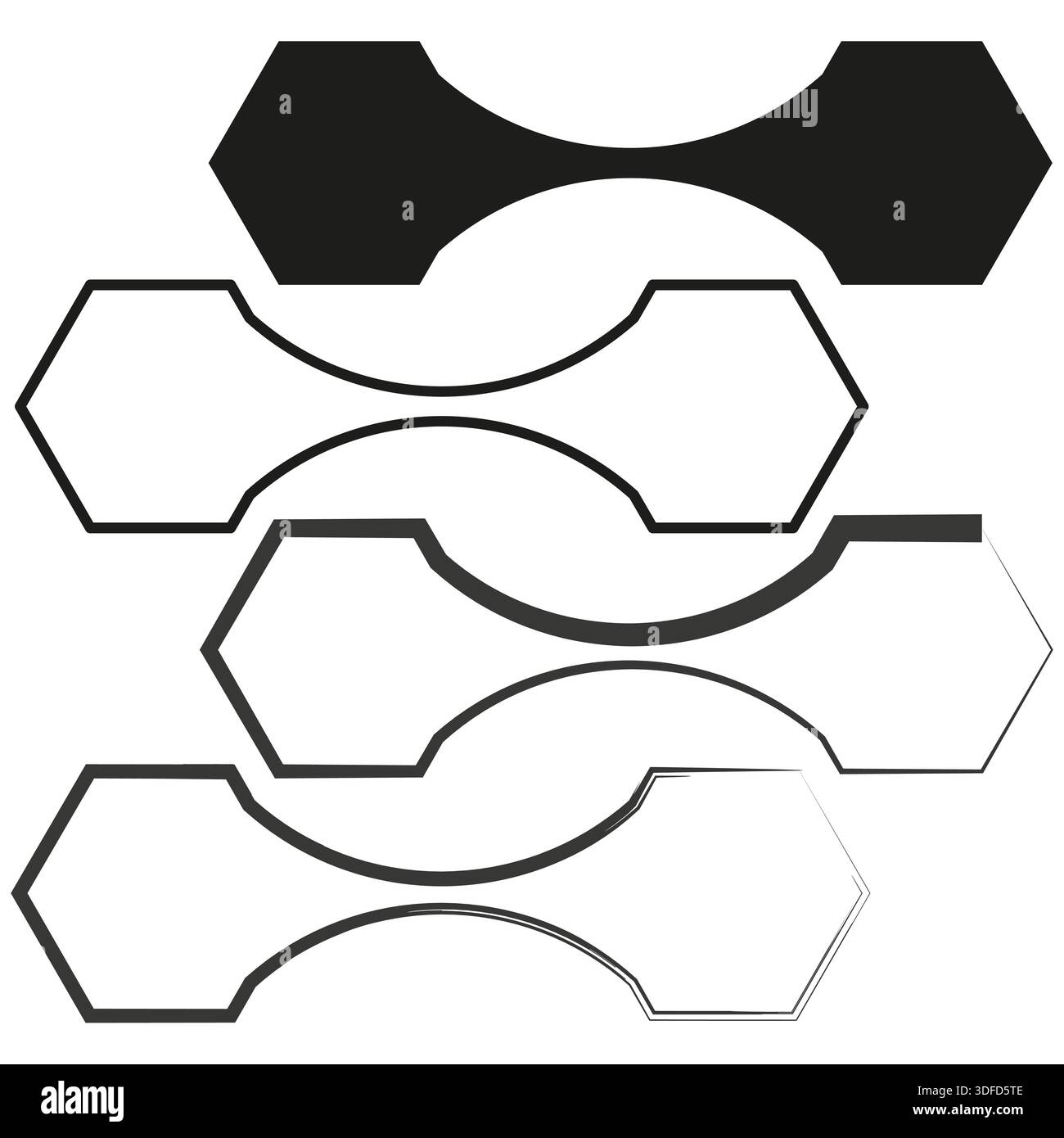 Abstract hexagon shapes. Linked line Vector. Geometric technical element. Simple modern outline. EPS 10. Stock Vector