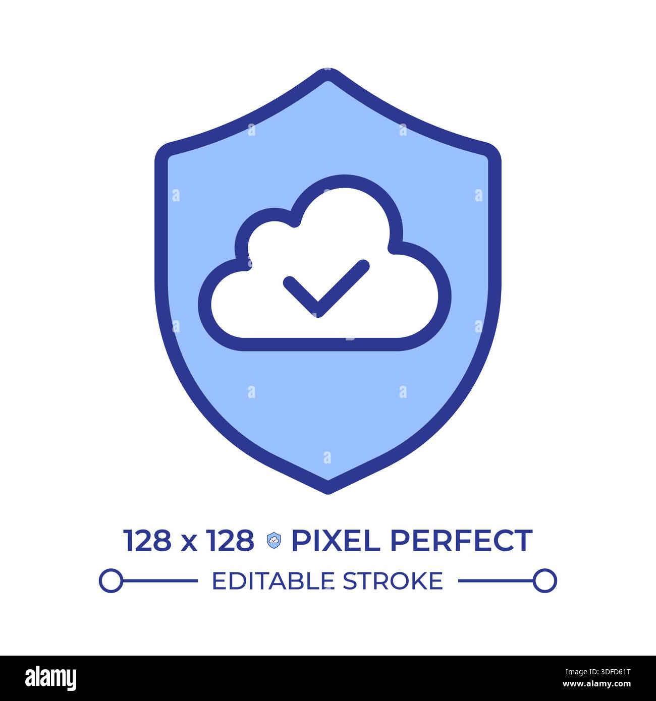 Secure cloud storage pixel perfect line color icon Stock Vector