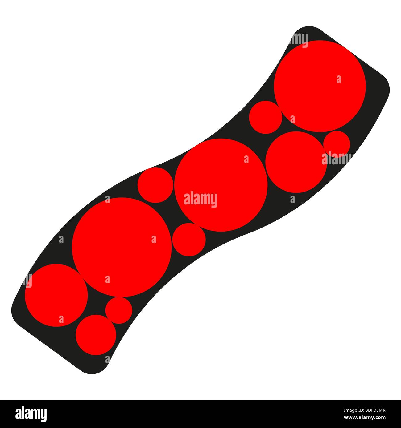 Red circle flow. Liquid wave Vector. Abstract bubble pattern. Dynamic fluid movement theme. Unique organic shape. EPS 10. Stock Vector