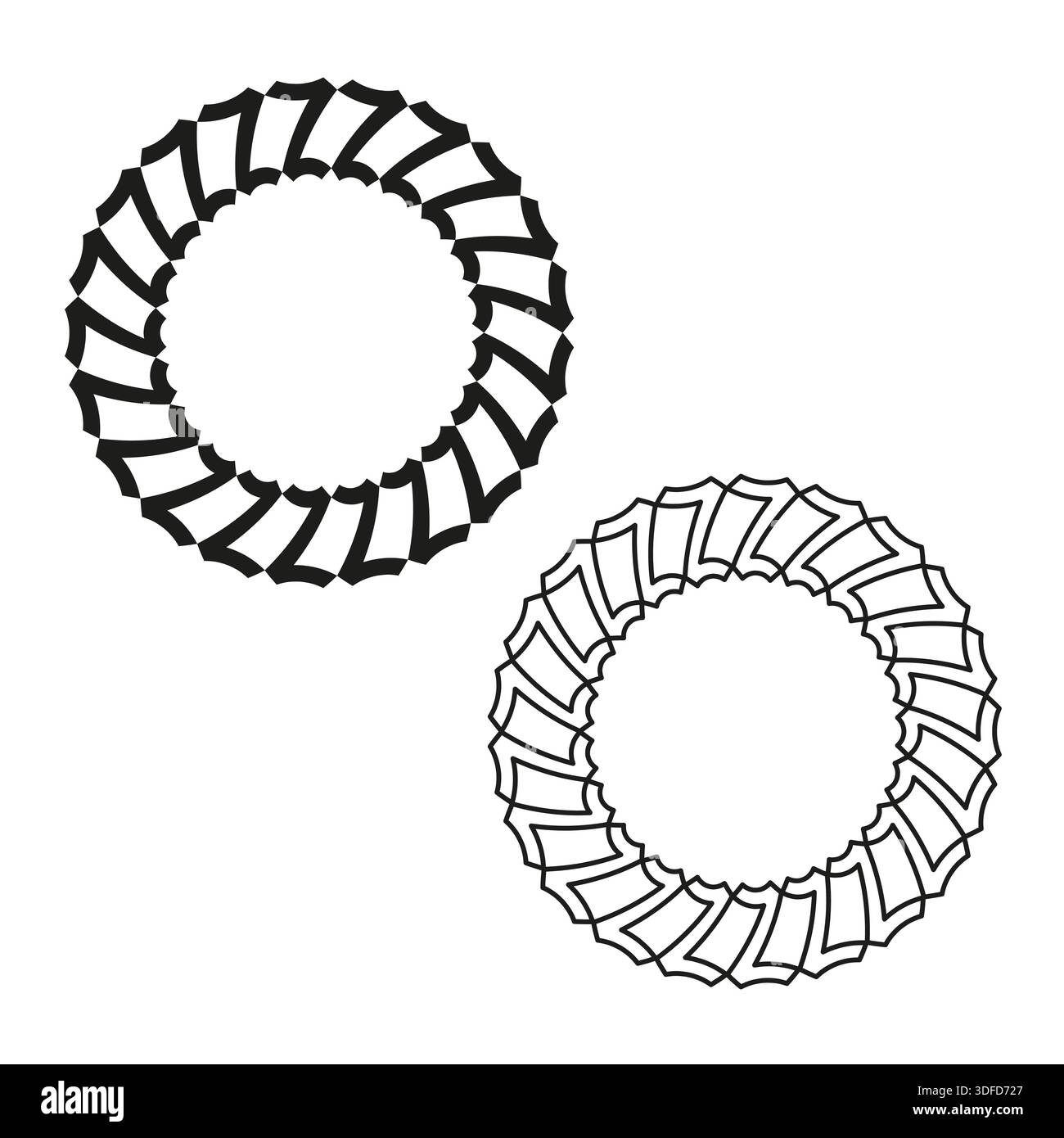 Linked ring Vector. Circular gear icon. Mechanical rotation symbol. Simple geometric shape. EPS 10. Stock Vector