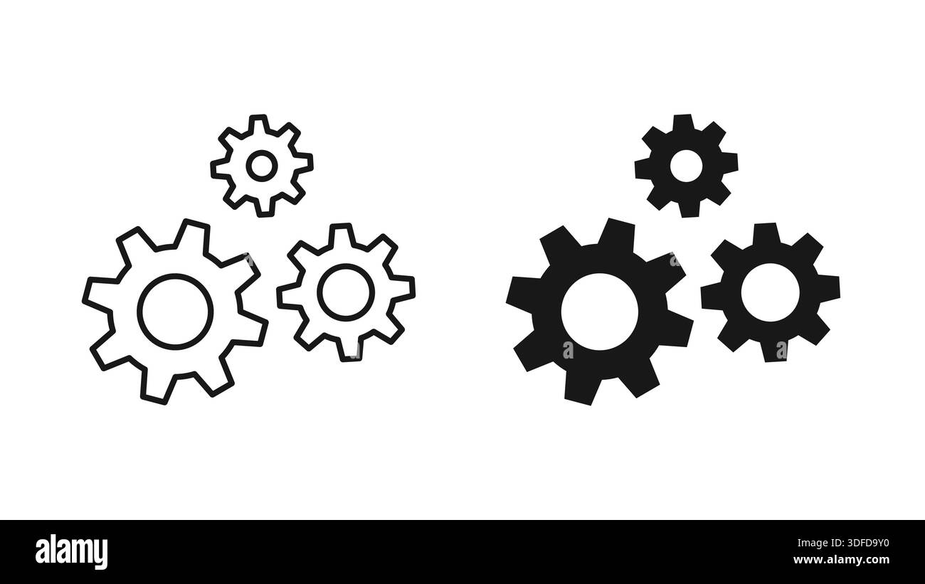 Settings Icon Design with Minimalist and Elaborate Options Stock Vector