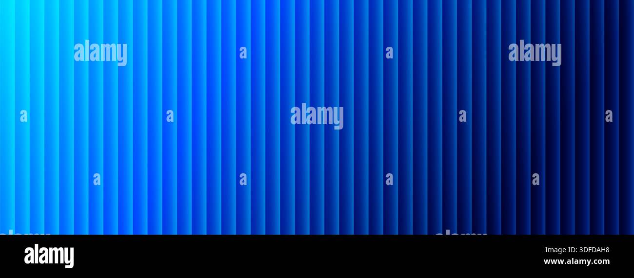 Blue gradient ribbed glass abstract background. Refracted striped creative vector long backdrop for business presentations, web header design Stock Vector