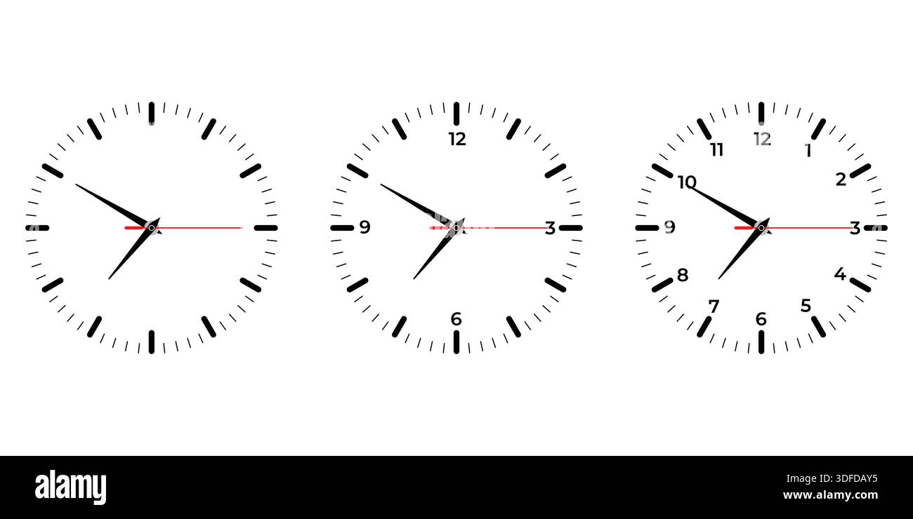Wall Clock Isolated on White Background Stock Vector