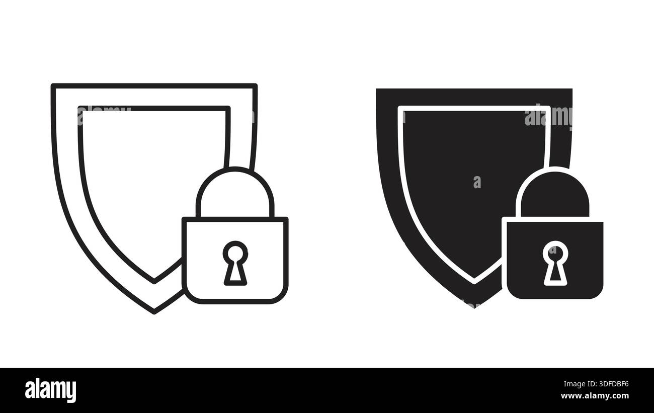 Security Icon Design with Lock and Shield Imagery Stock Vector