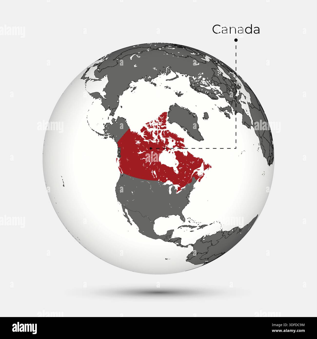Map of Canada with Position on the Globe Stock Vector