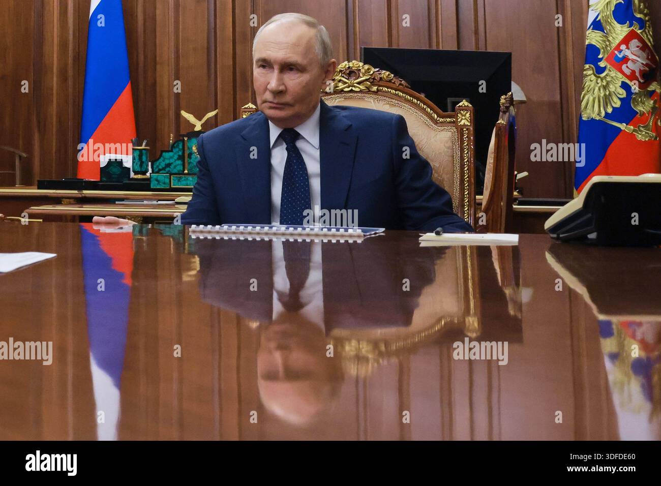 Russian President Vladimir Putin Listens To Russian First Deputy Prime 