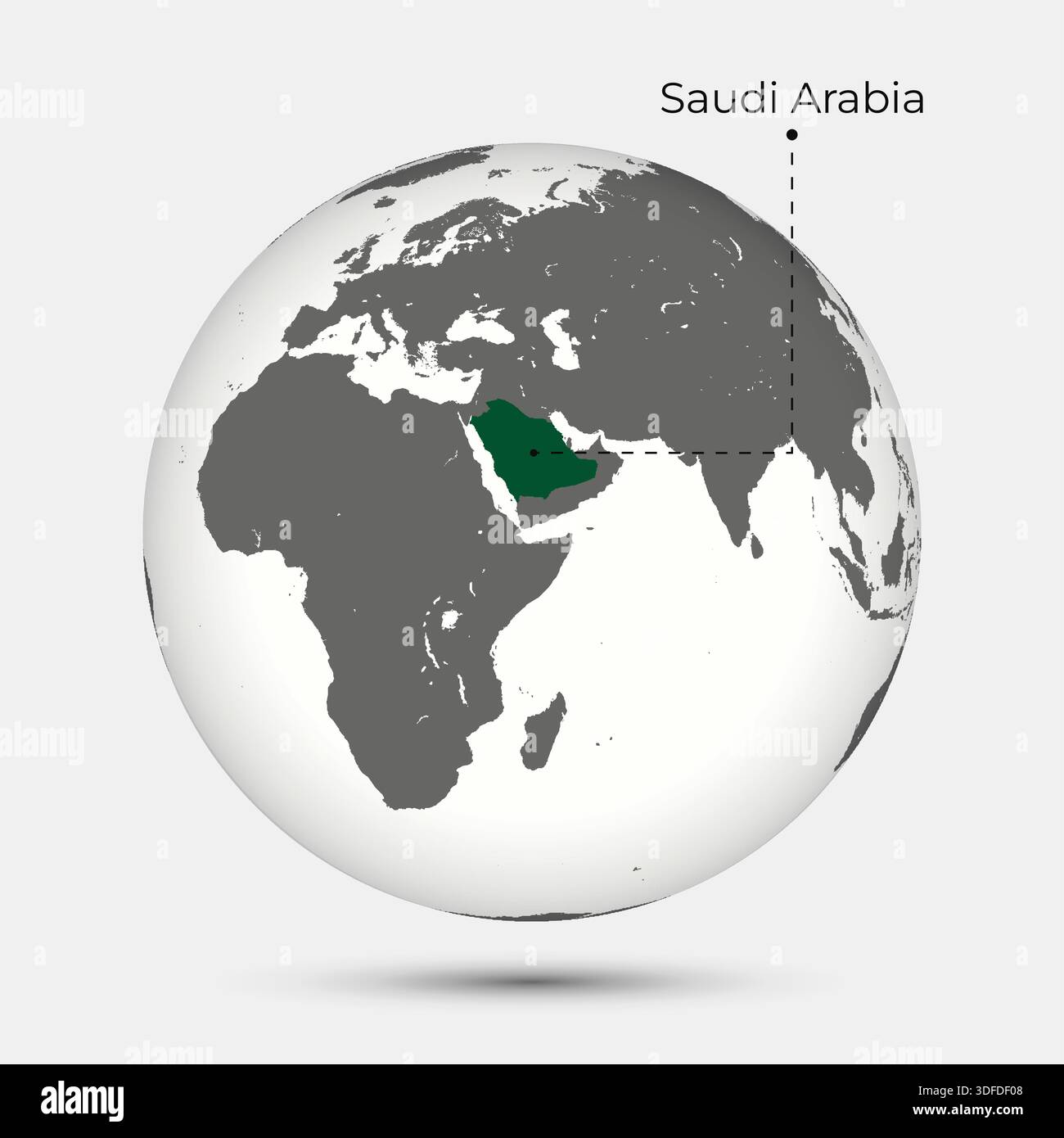 Map of Saudi Arabia with Position on the Globe Stock Vector