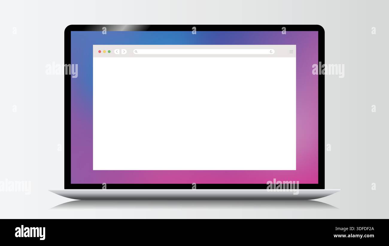 Blank browser window Isolated on Monochrome Background Stock Vector