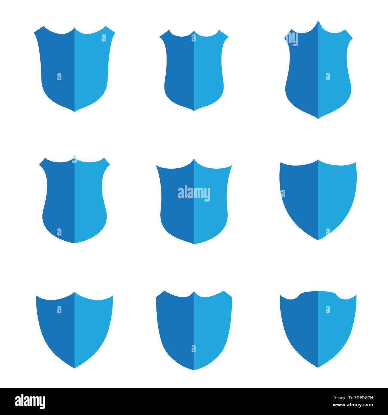Set of Different Shields for Security Concept Stock Vector