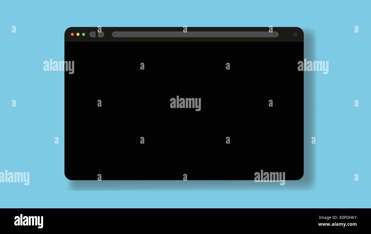 Blank browser window Isolated on Monochrome Background Stock Vector