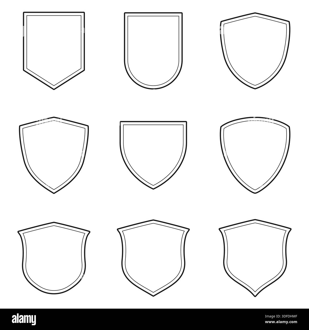 Set of Different Shields for Security Concept Stock Vector