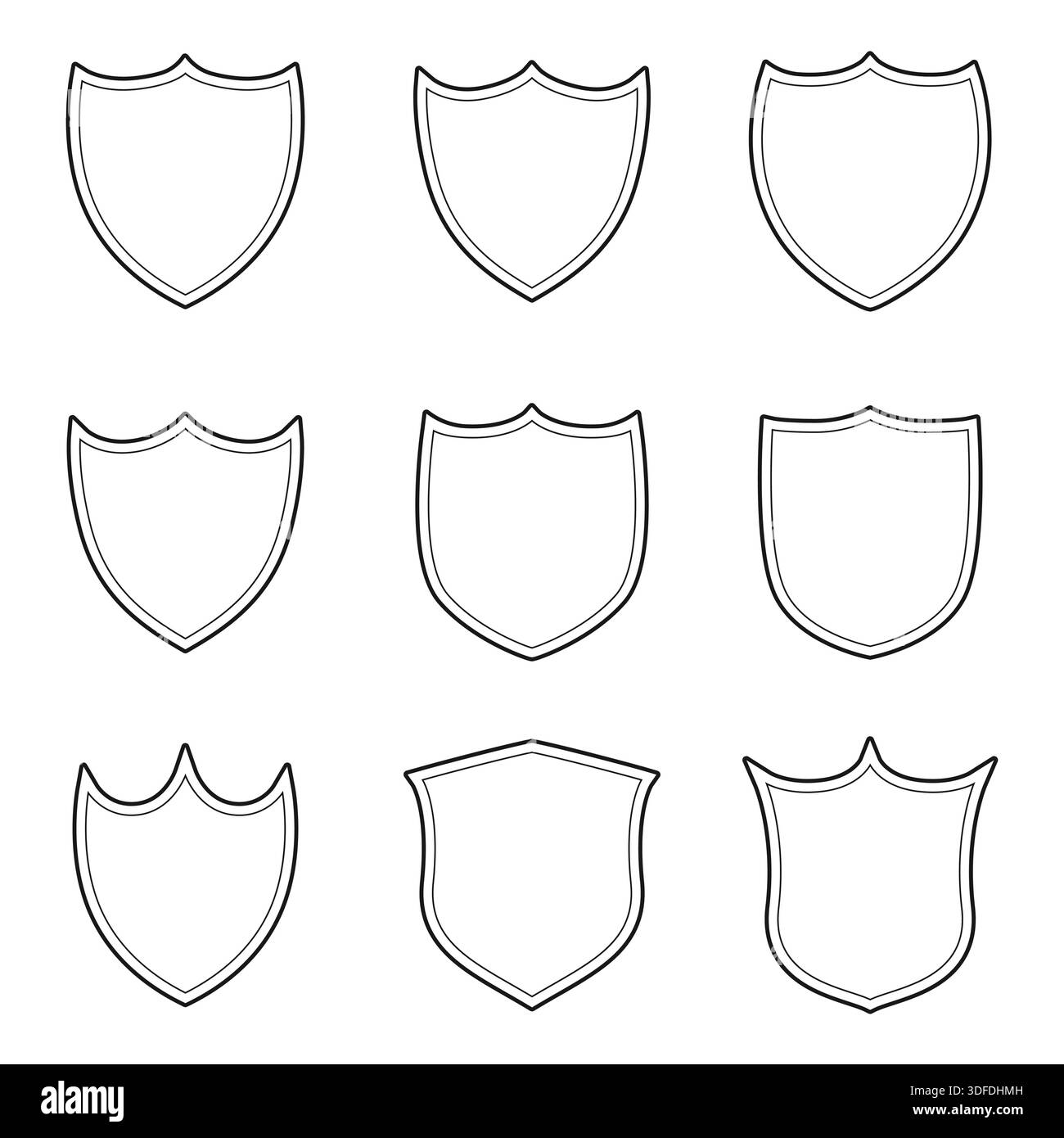 Set of Different Shields for Security Concept Stock Vector