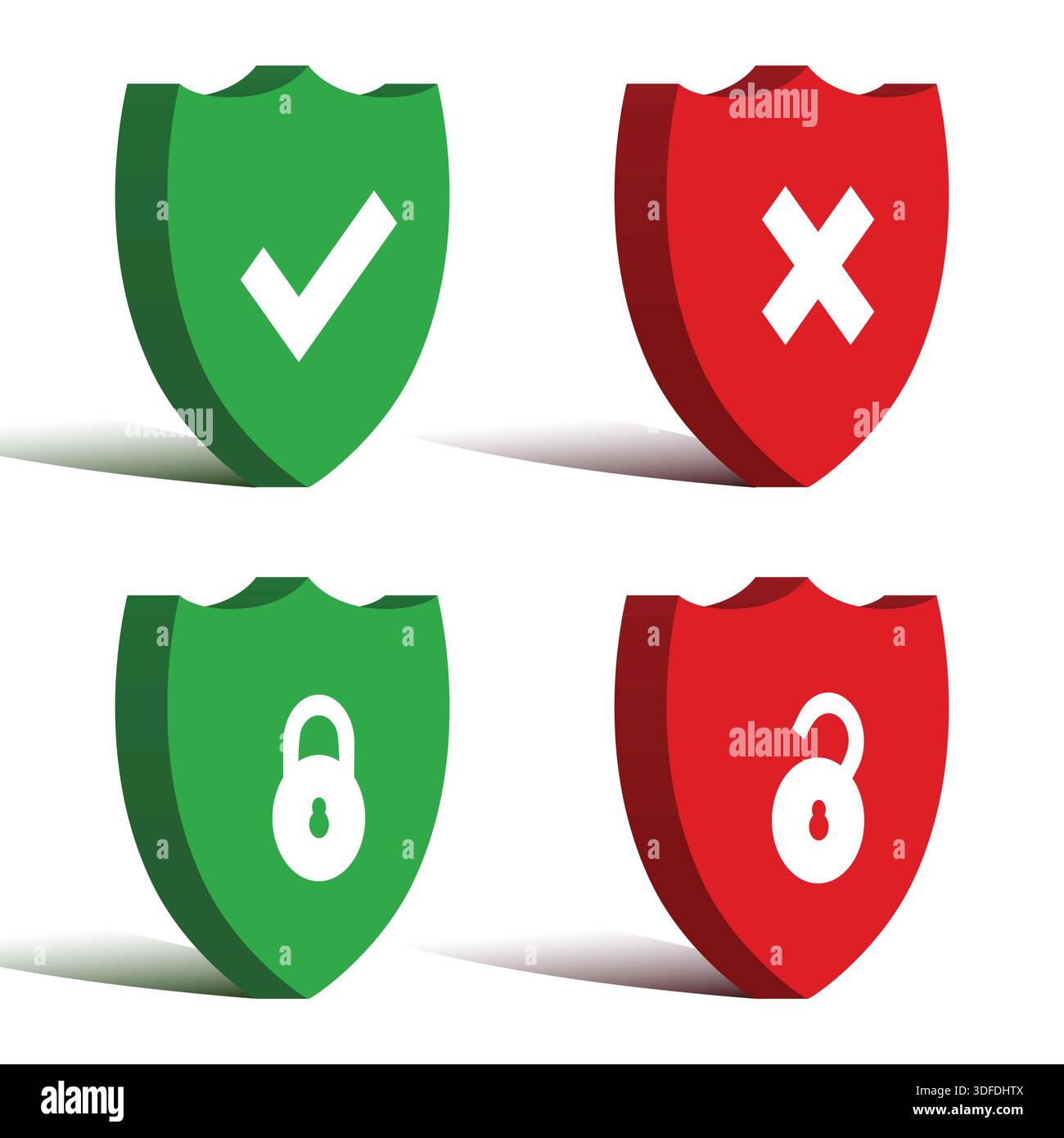 Set of Different Shields for Security Concept Stock Vector