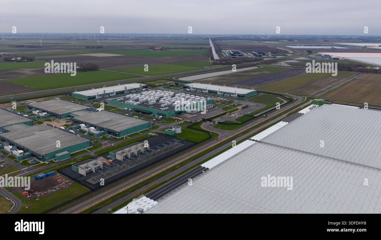 Large Scale AI Data Center Infrastructure Aerial Stock Photo