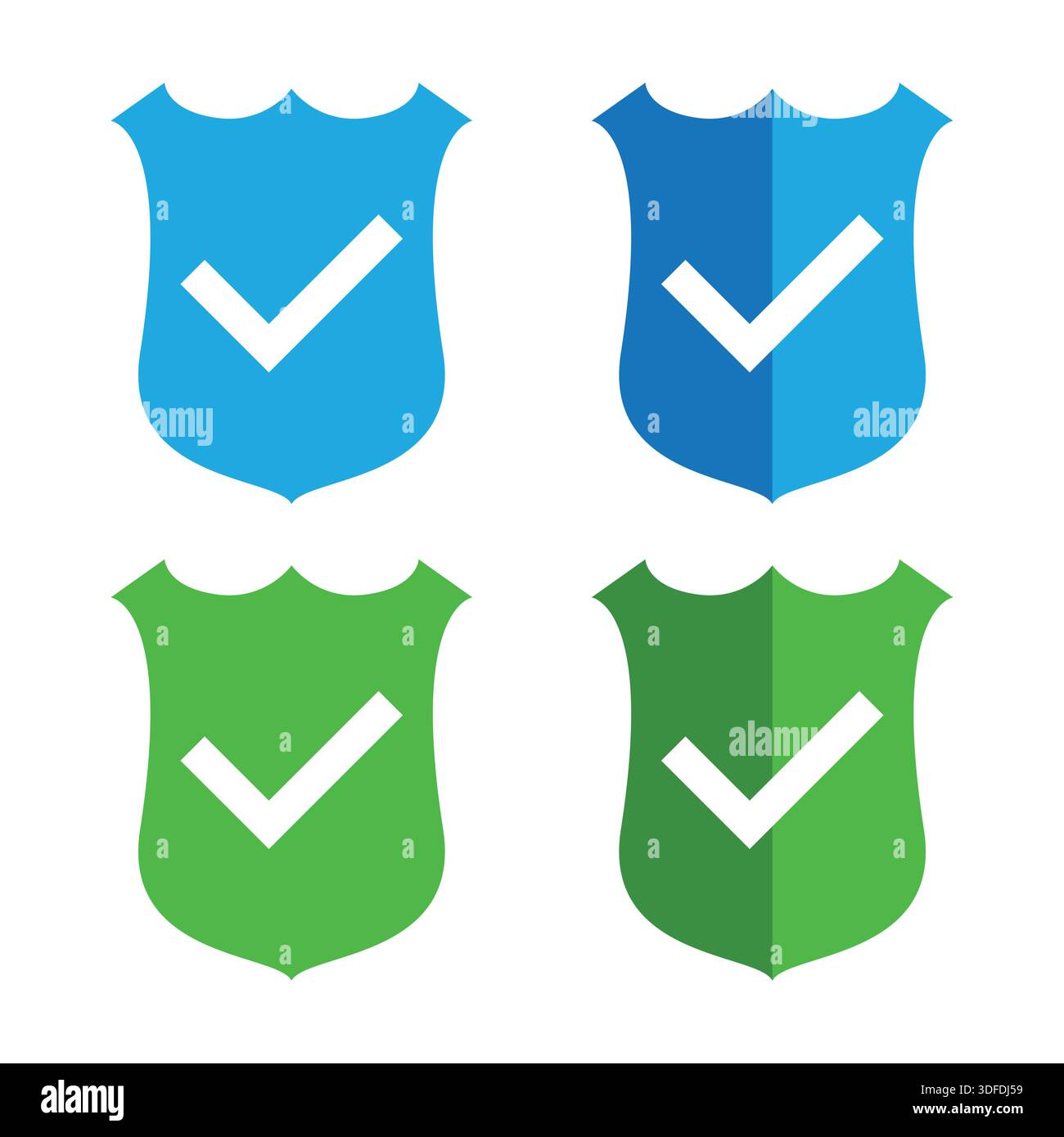 Set of Different Shields for Security Concept Stock Vector