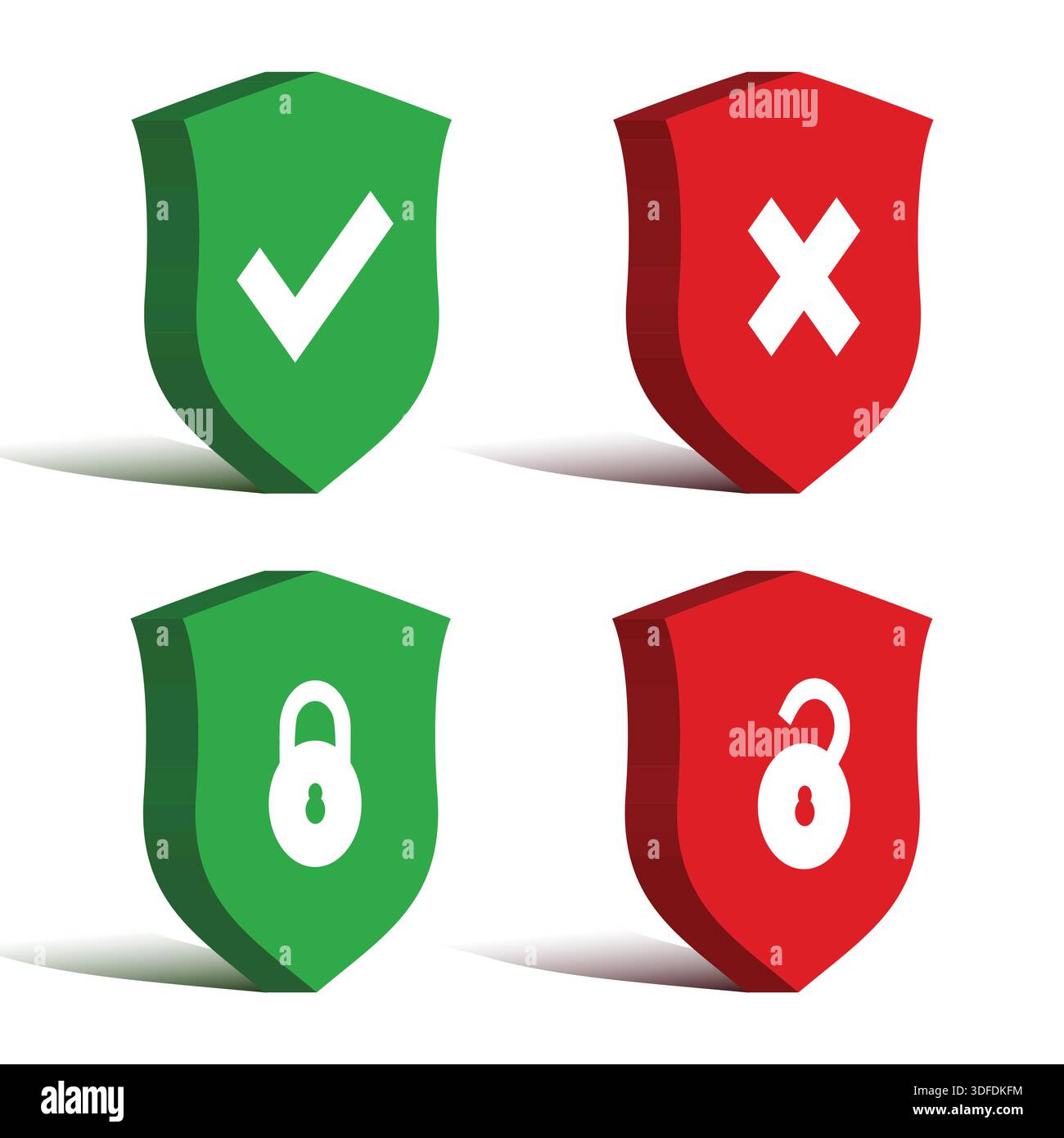 Set of Different Shields for Security Concept Stock Vector