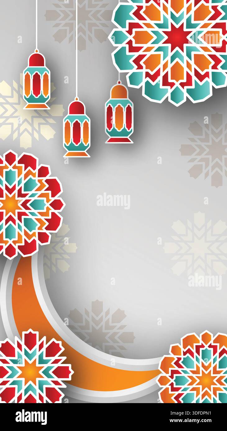 Islamic Background Design with Beautiful Colorful Shapes Stock Vector ...