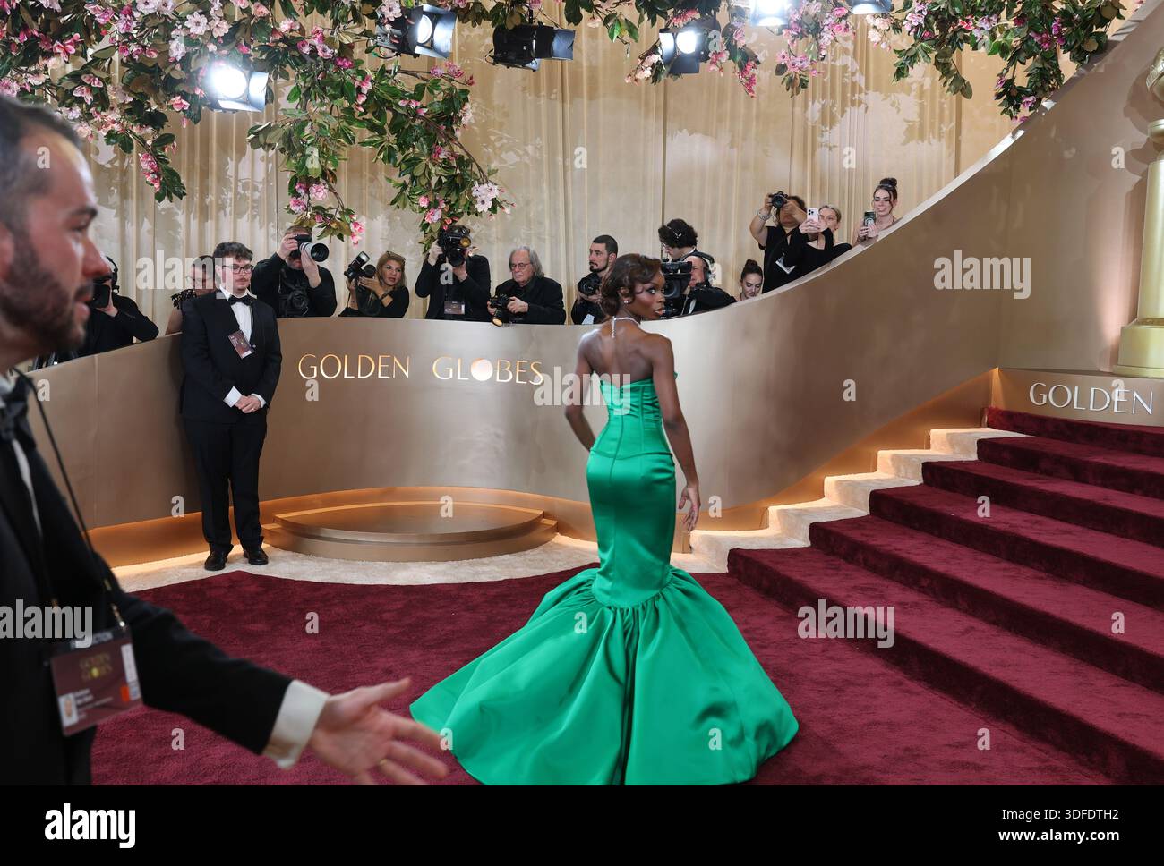 January 11, 2026, Beverly Hills, California, USA: A star in green walks the 83rd Golden Globes red carpet. (Credit Image: © Scott Mc Kiernan/ZUMA Press Wire) EDITORIAL USAGE ONLY! Not for Commercial USAGE! Stock Photo