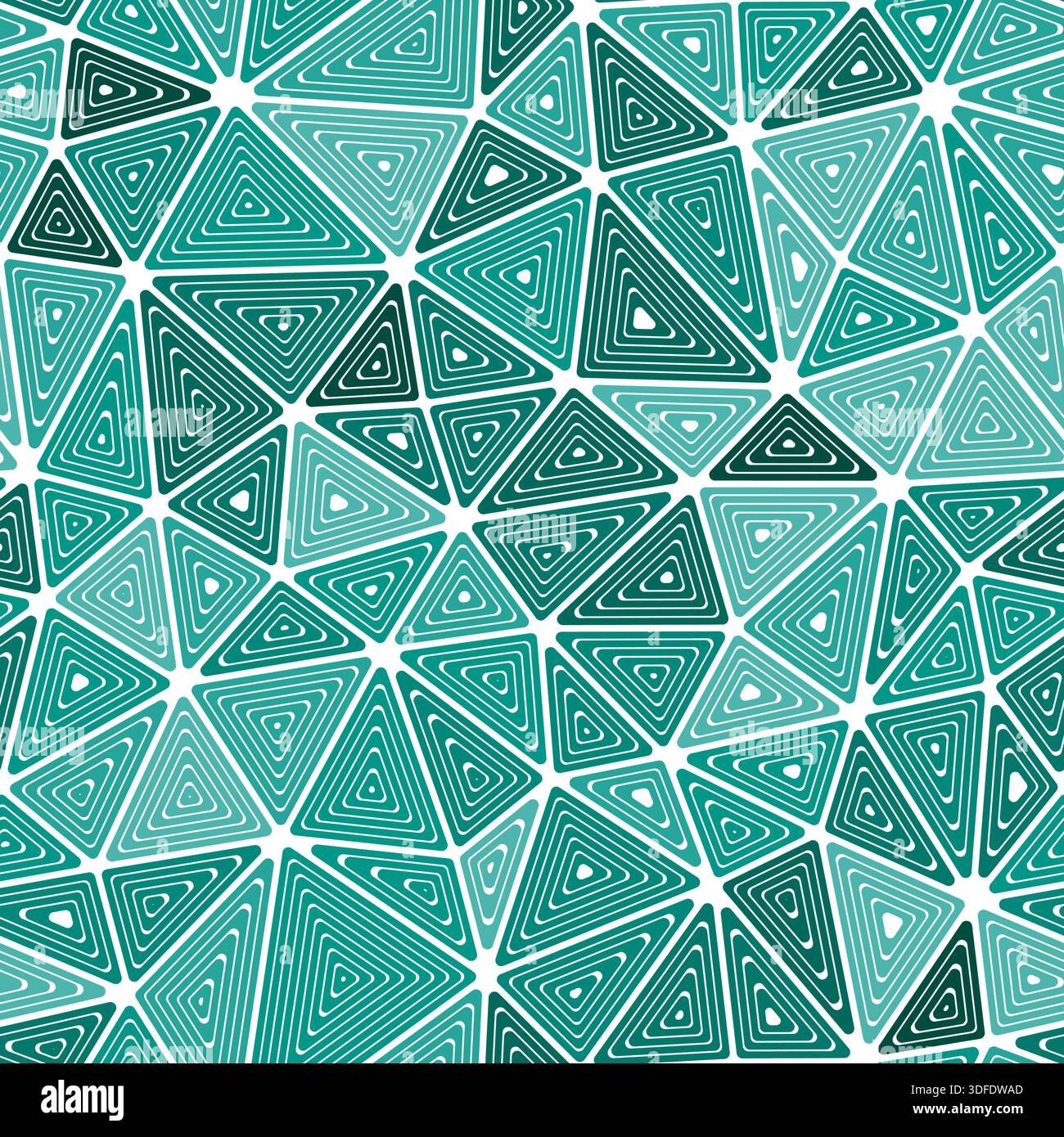 Abstract background with geometric mosaic shapes. Medium triangles size. Multiple repeated inner triangles. Monotone style. Repeatable pattern. Stock Vector