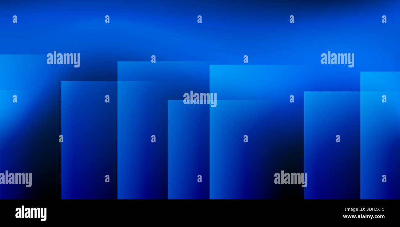 A modern abstract design featuring a smooth blue lit gradient background with overlapping transparent squares pattern. Harmonious colors, professional Stock Vector