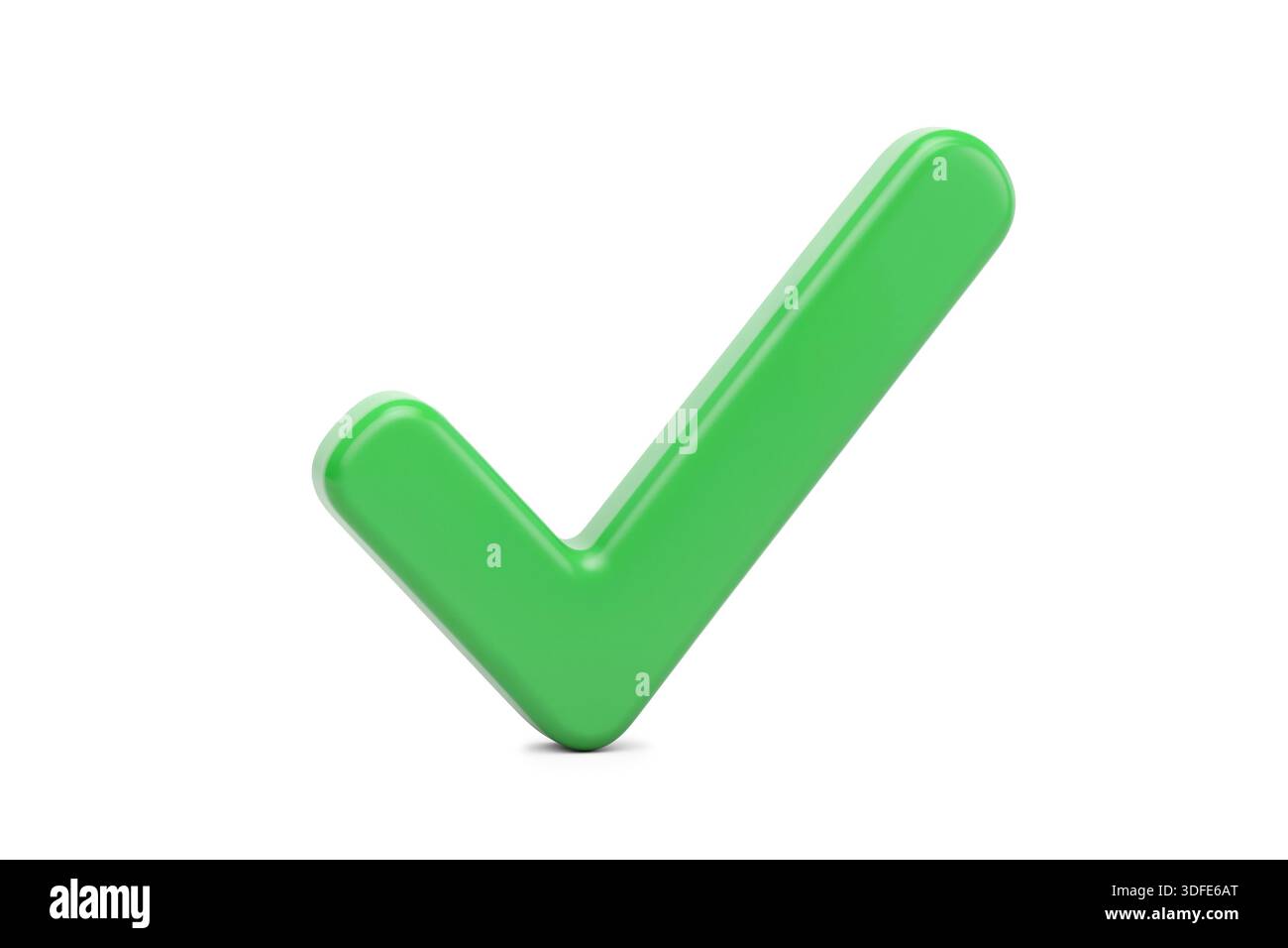 3d rendering of a glossy green check mark icon representing success ...