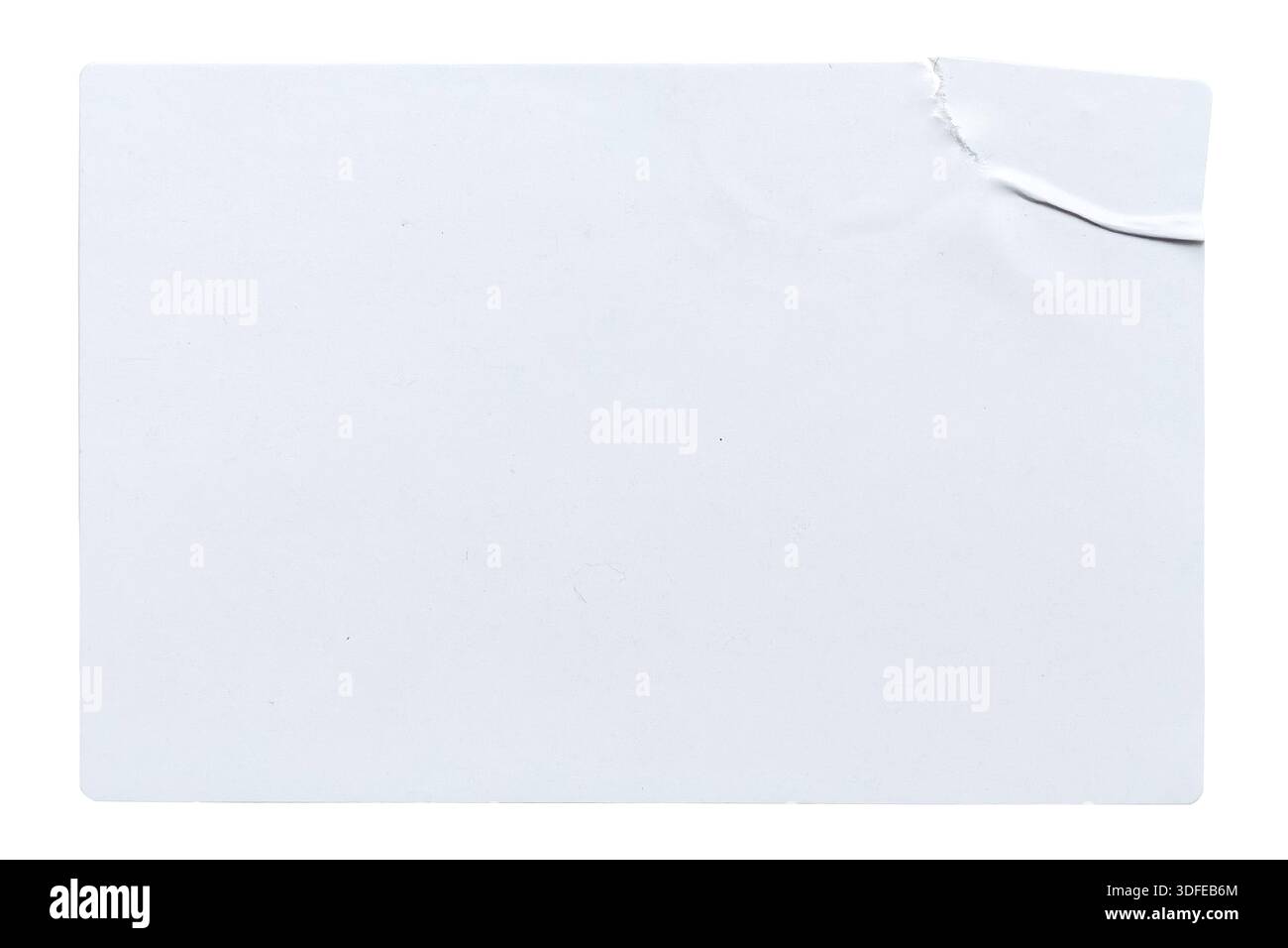 Blank white rectangular adhesive sticker with torn edge and realistic paper texture isolated on white Stock Photo