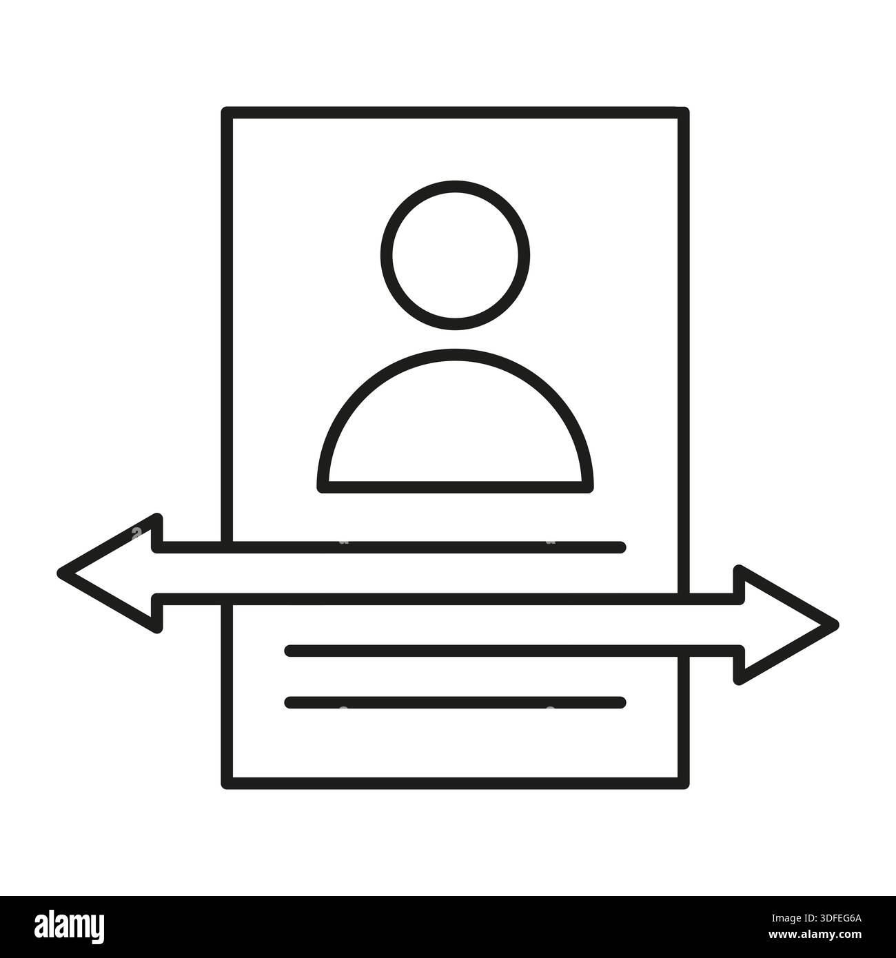 Data exchange icon. Document user Vector. Information transfer arrow. Personal file sharing. Stock Vector