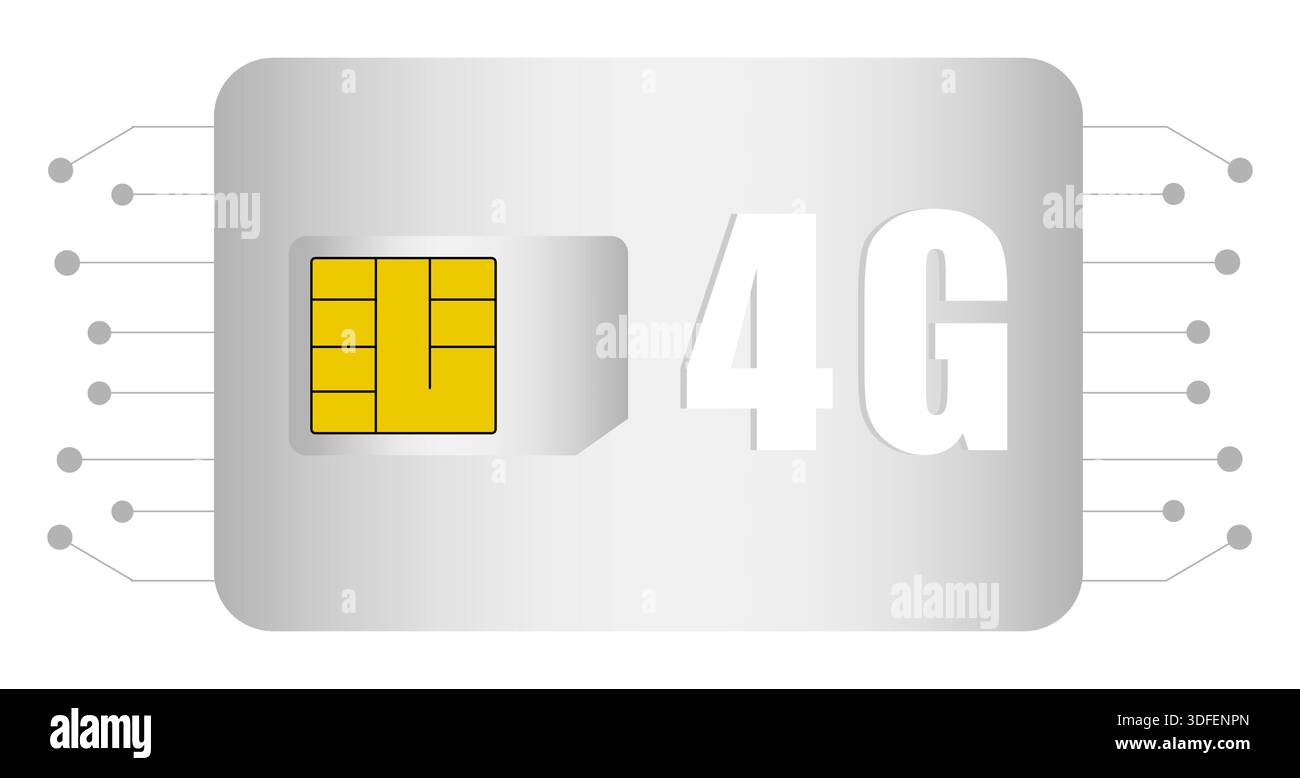 Mobile SIM cards. 4G network technology. Vector telecommunication illustration. Digital cellular concept. Stock Vector