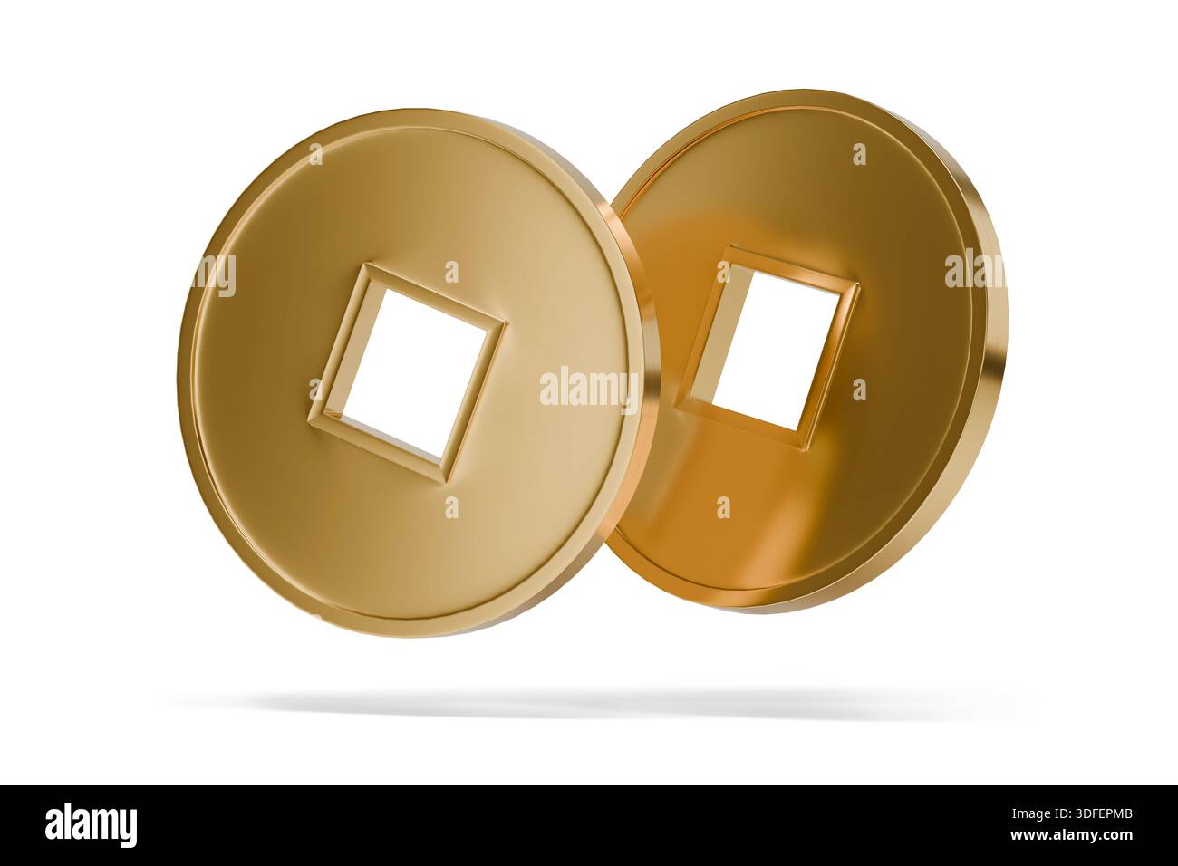 Chinese golden coins, symbol of prosperity, isolated on white ...