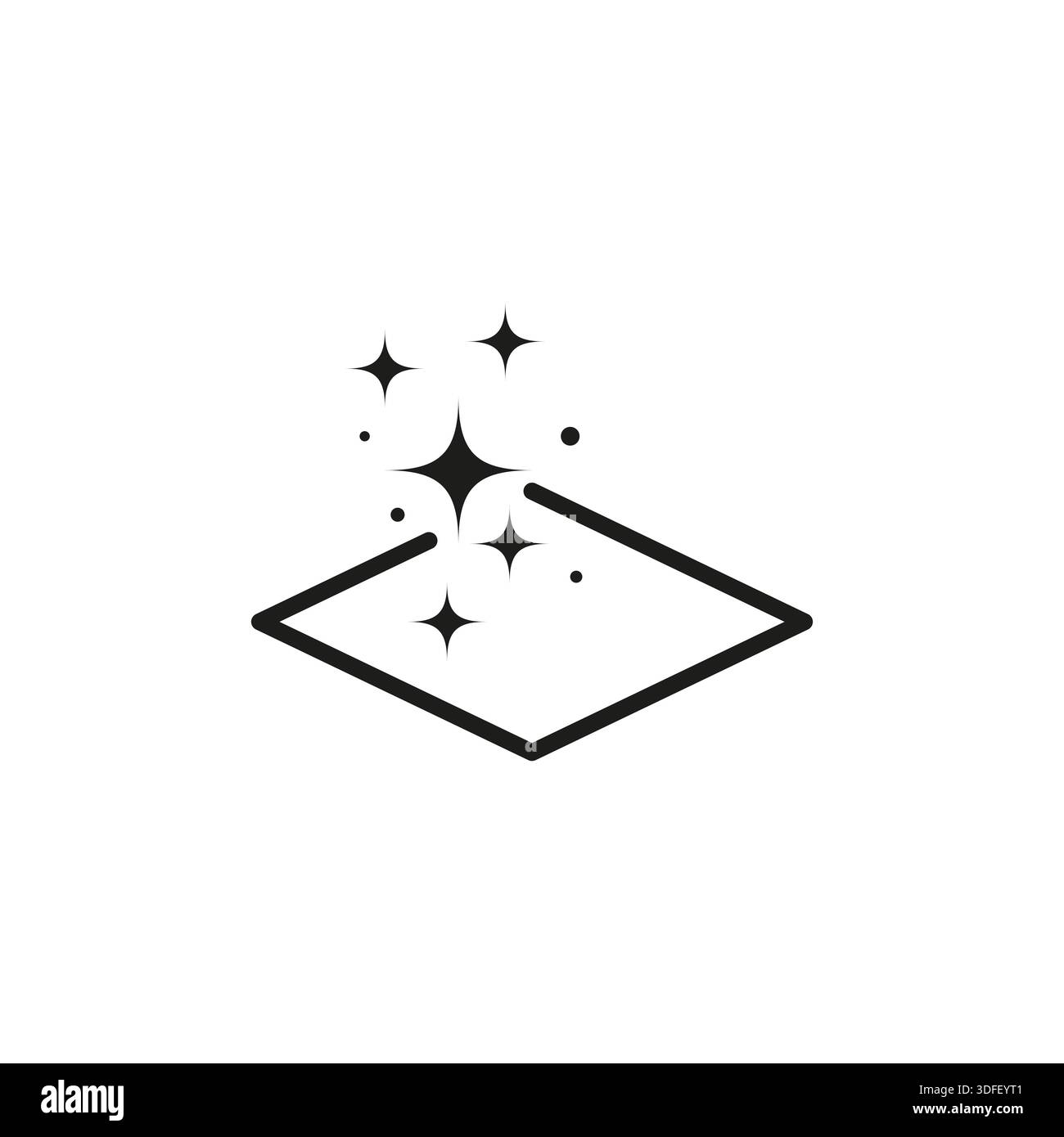 Clean surface icon. Shiny floor or tabletop linear symbol. Black sparkling plane Vector. Polished finish concept art. EPS 10. Stock Vector