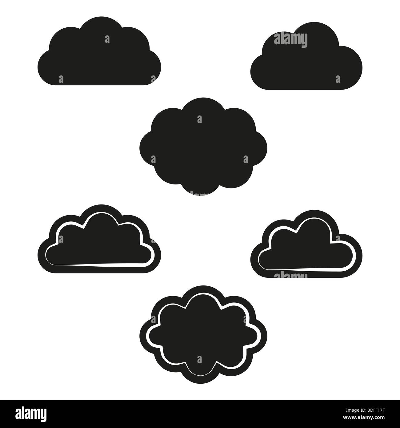 Cloud shape set. Sky weather icon. Heaven atmosphere vector. Climate ...