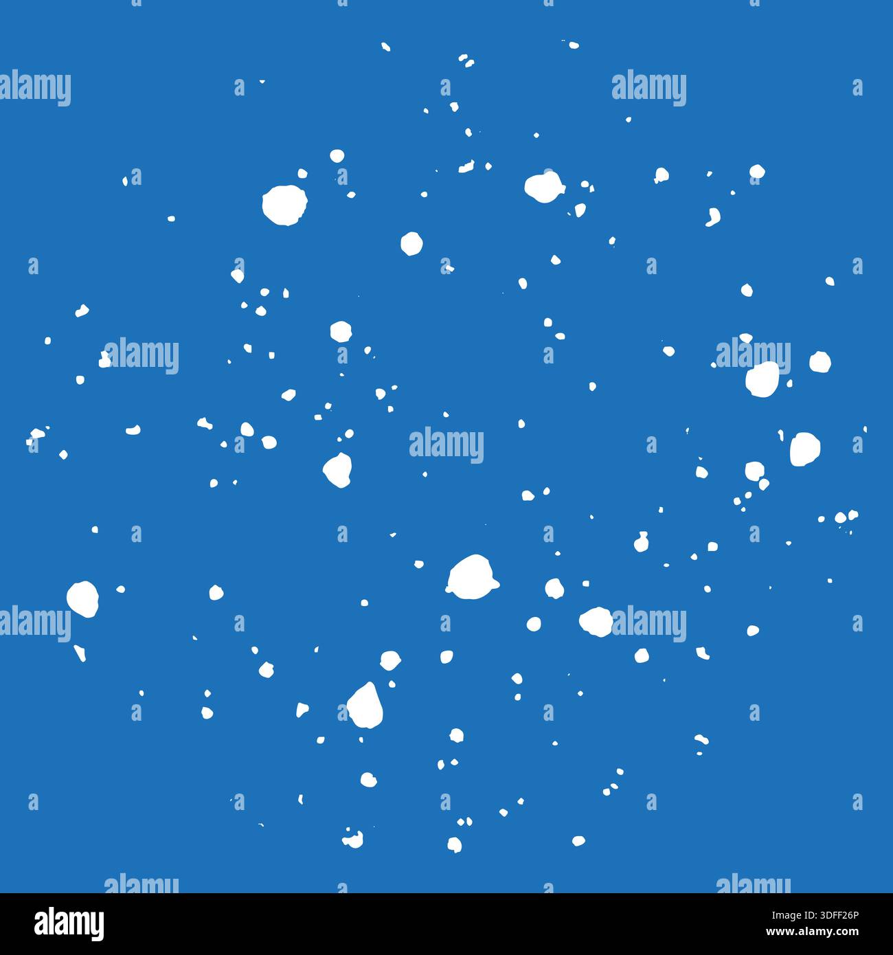 Blue space background. White snow texture. Falling dust Vector. Cosmic sky pattern. EPS 10. Stock Vector