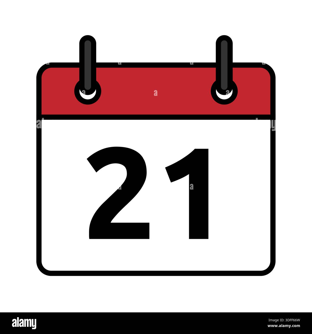 Flat calendar day icon with number 21. Minimal vector date symbol for ...
