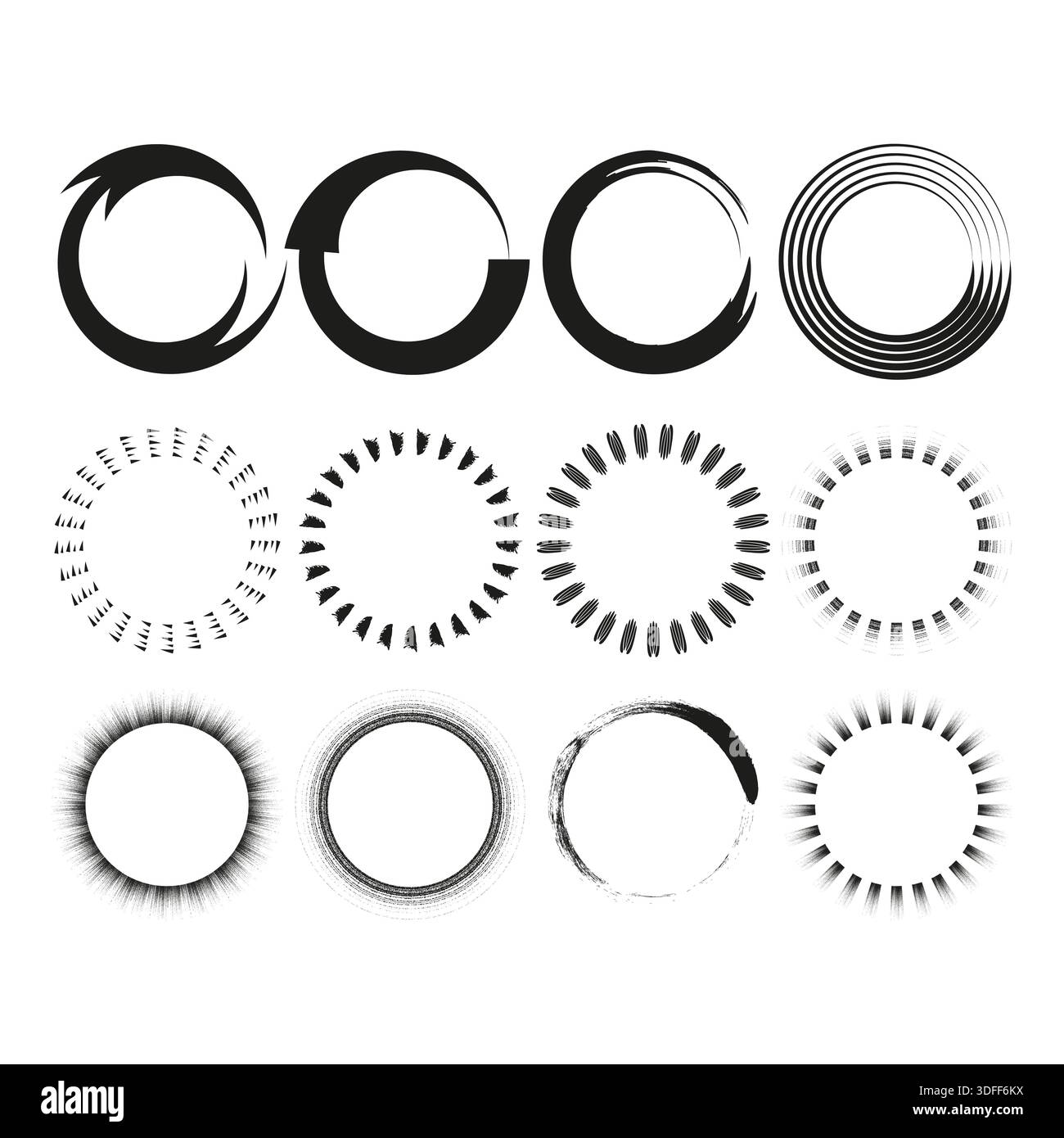 Loading circle icon set. Round progress bar. Spinning brush Vector. Buffer update symbol. EPS 10. Stock Vector