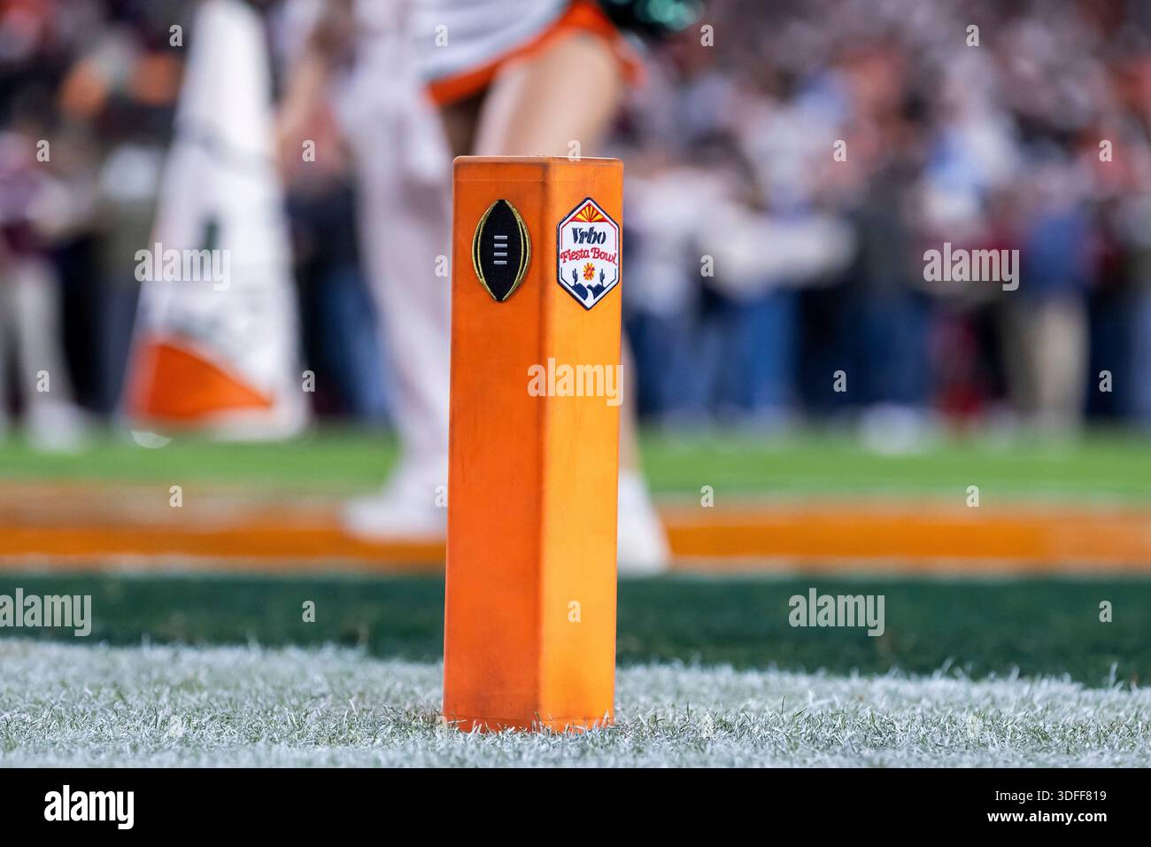 GLENDALE, AZ - JANUARY 08: A branded pylon on the field during the ...