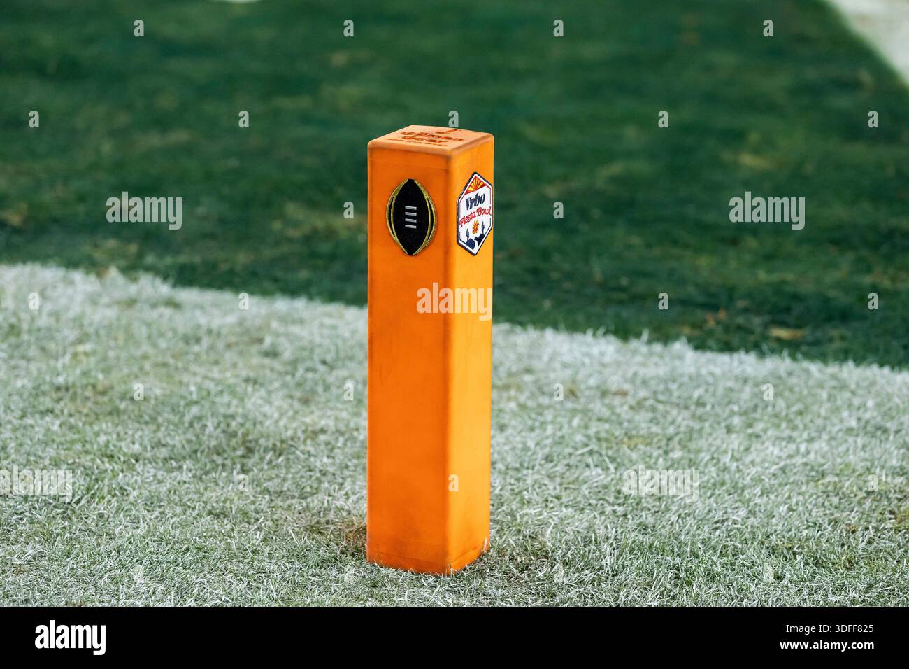 GLENDALE, AZ - JANUARY 08: A branded pylon on the field during the ...