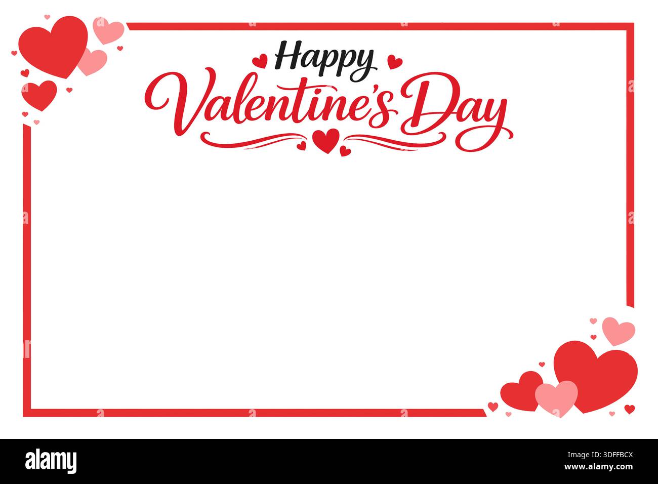 Happy Valentines Day lettering on white background with hearts, red ...