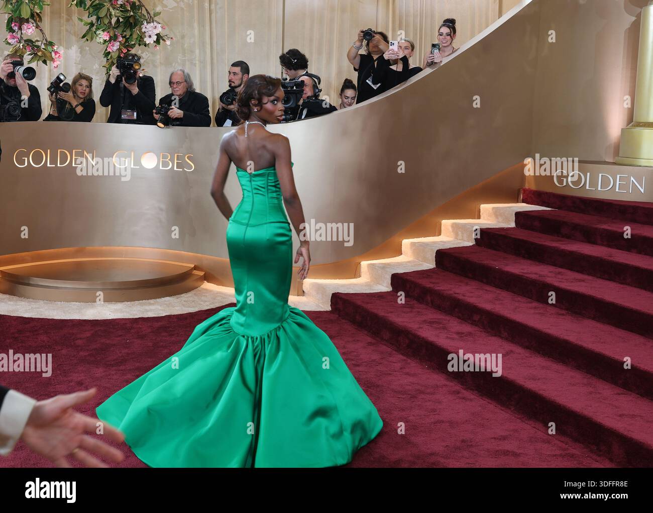January 11, 2026, Beverly Hills, California, USA: OLANDRIA CARTHEN in green walks the 83rd Golden Globes red carpet. (Credit Image: © Scott Mc Kiernan/ZUMA Press Wire) EDITORIAL USAGE ONLY! Not for Commercial USAGE! Stock Photo