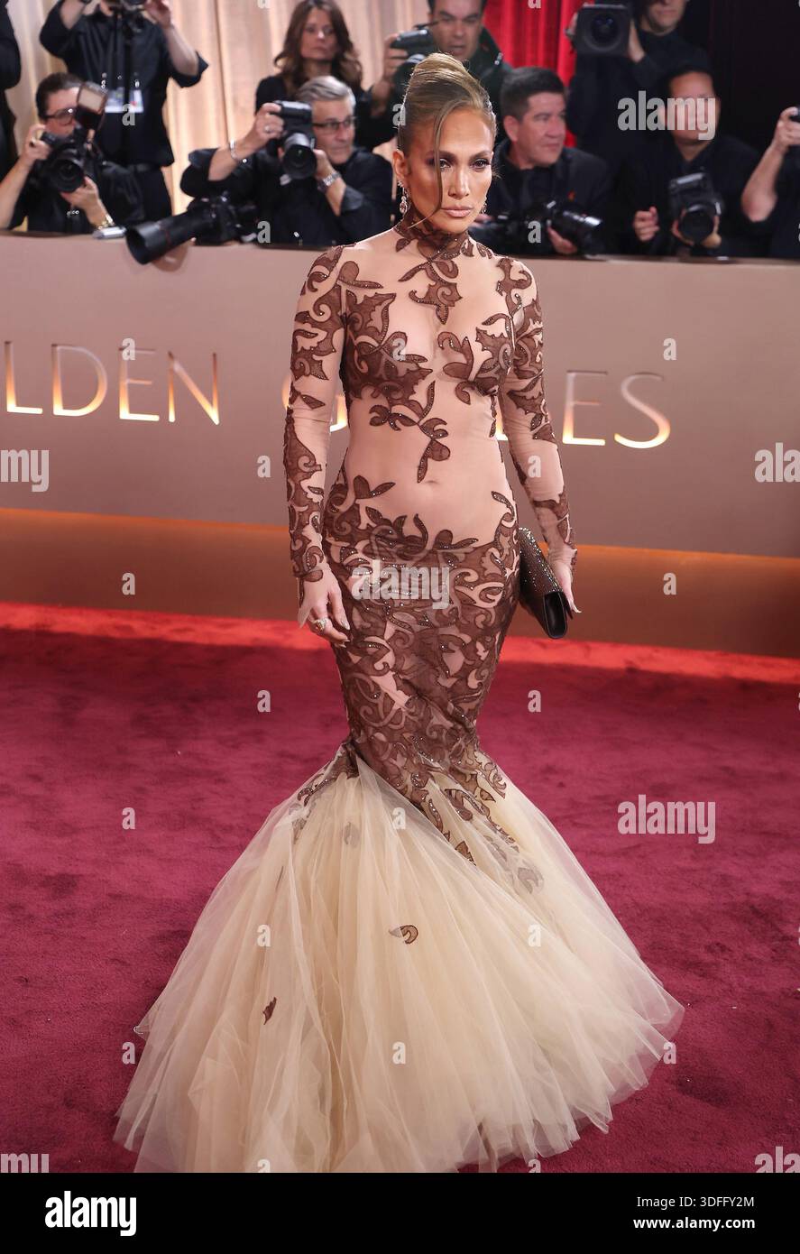 BEVERLY HILLS, CALIFORNIA - JANUARY 11: Jennifer Lopez at the 83rd Annual Golden Globe Awards at The Beverly Hilton on January 11, 2026 in Beverly Hills, California. EDITORIAL USAGE ONLY! Not for Commercial USAGE! Stock Photo